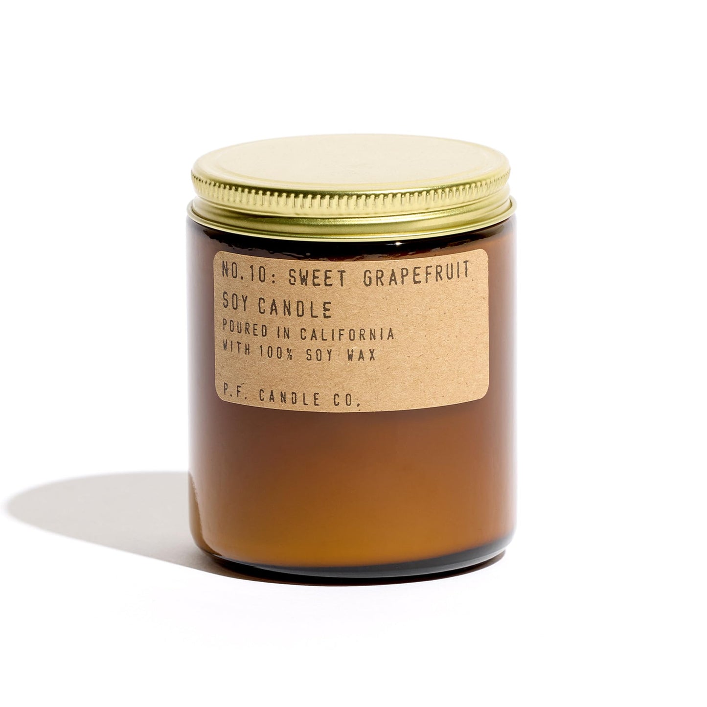 P.F. Candle Co. Sweet Grapefruit Classic Standard Scented Soy Wax Candle (7.2 oz) 40-50 Hour Burn Time, Amber Glass Jar, Made in The U.S.A.