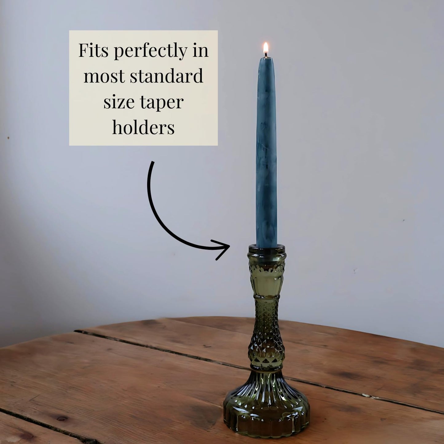 Candlestock Beeswax Taper Candles – Standard 7/8" Diameter, Pure 100% Natural USA Beeswax, Cotton Wick, Dripless, Long-Burning, Handmade in Woodstock, NY- 10 Inches - 2 Pairs (4 Candles) - Teal