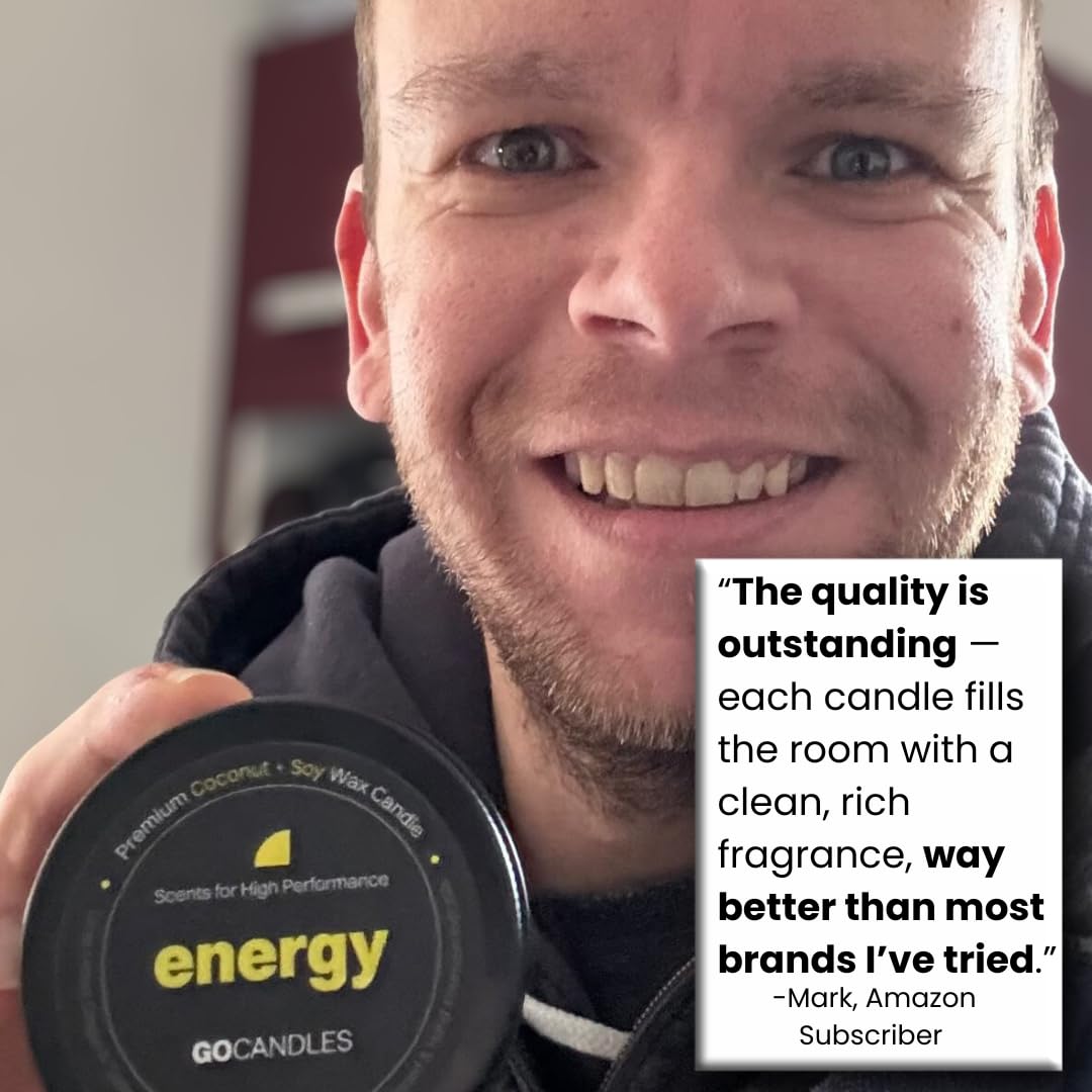 Go Candles Luxury Scented Candle Set for Men | Energy · Flow · Chill | Candles for Home | Aromatherapy | Non Toxic Coconut Soy Wax | Essential Oils | Hand-Poured USA | Candle Gift Set