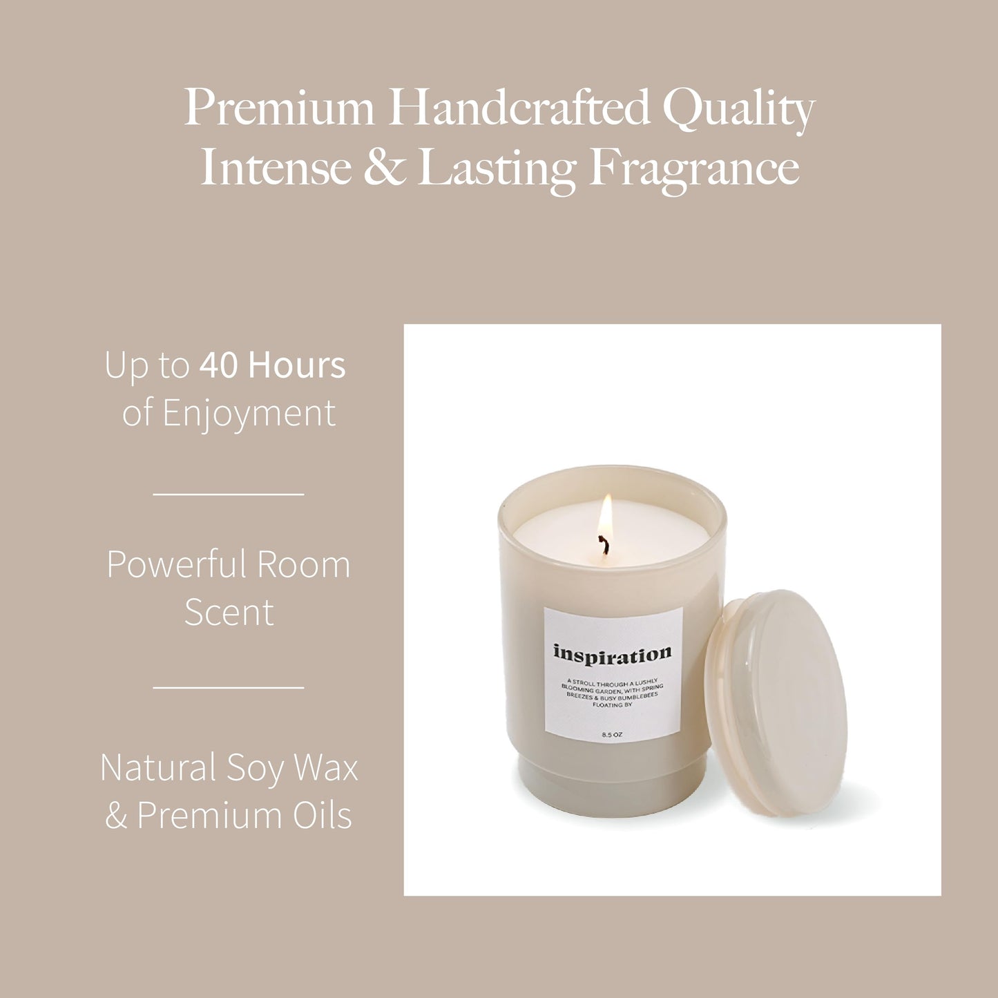AromaLight 8.5oz with Lid Glass Jar Candle in Ivory – Fresh Morning Scent, Inspiration Collection, Travel & Desk Size