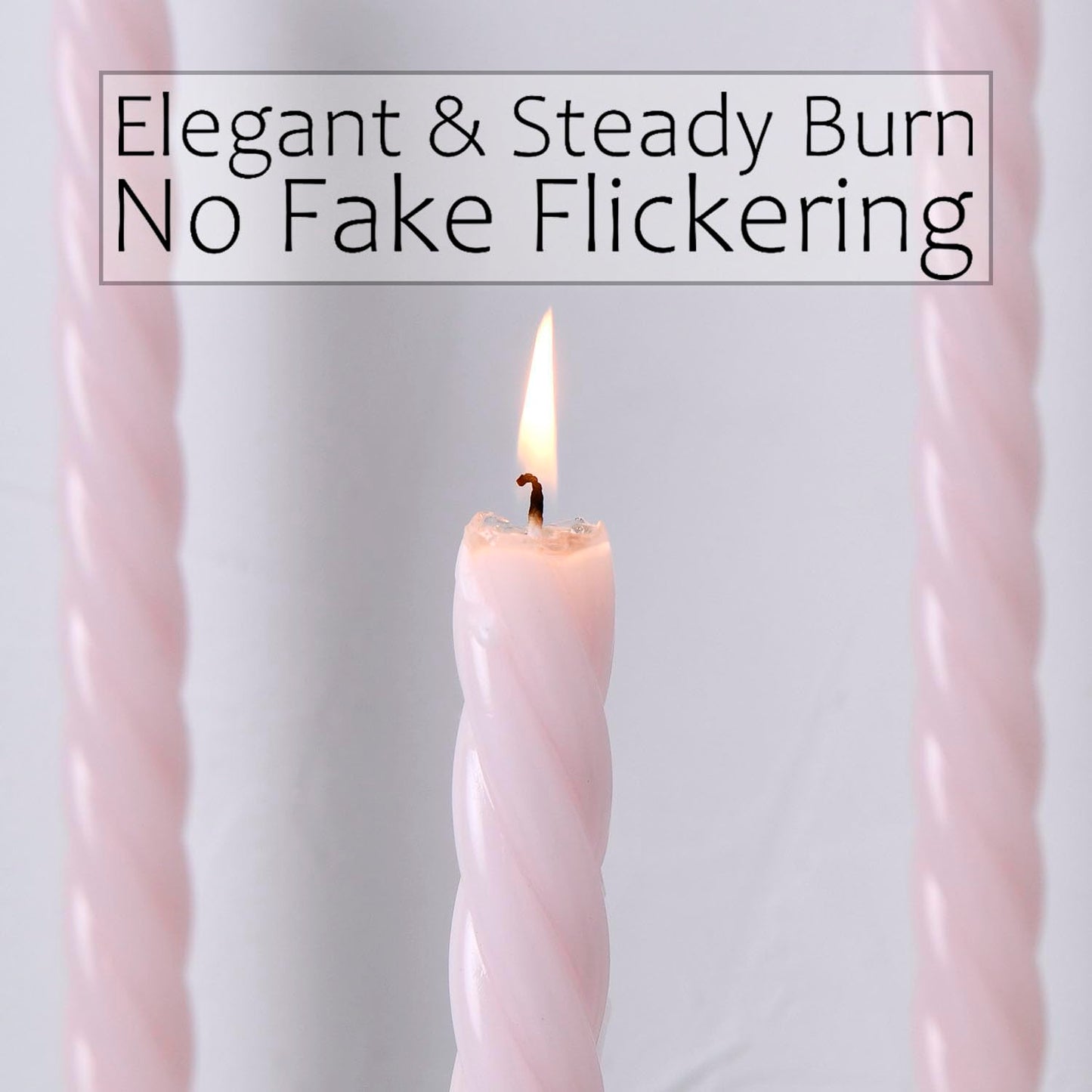 Pink Spiral Taper Candles,10 Inch Baby Pink 4pack Unscented Dripless Long Burning Time Glossy Candlesticks for Dinner Party, Wedding Shower and Home Decoration (Light Pink)