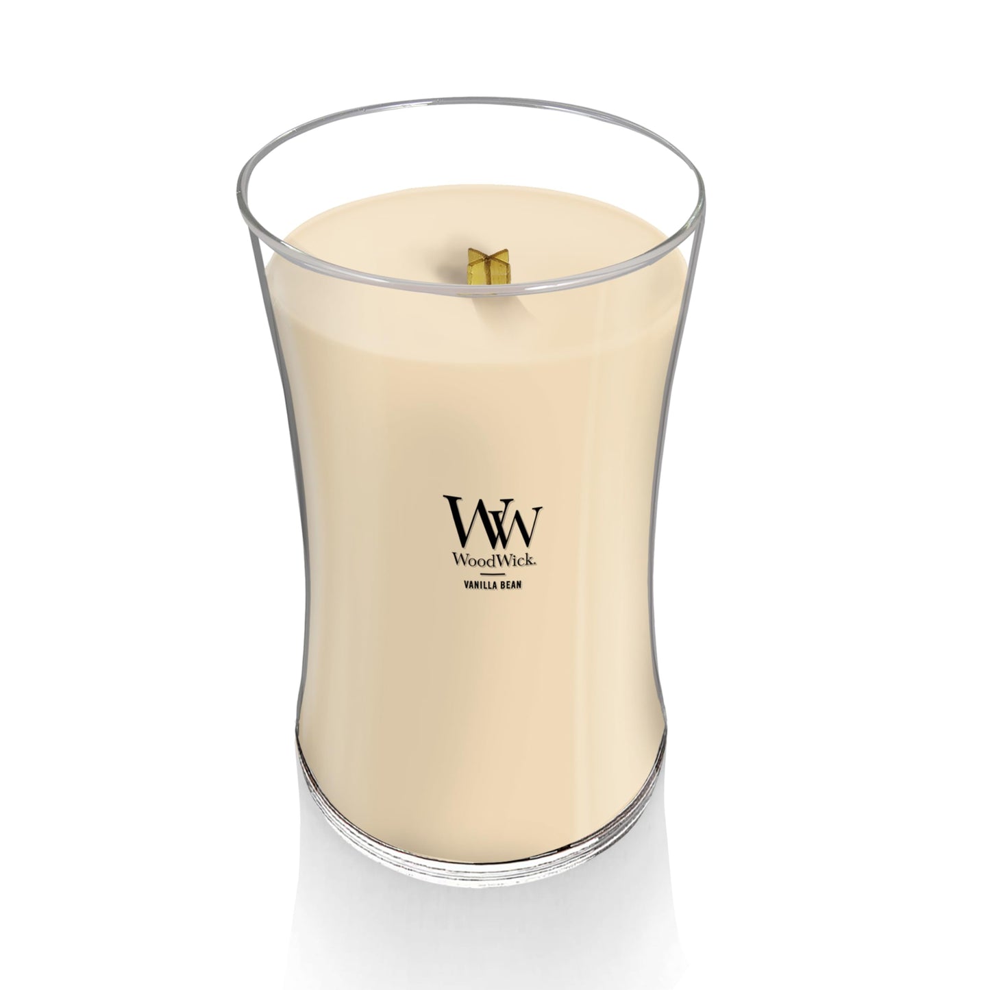 WoodWick Vanilla Bean Holiday Candle Gifts for Women and Men, 21.5 oz Large Hourglass Candle with Crackling Wick