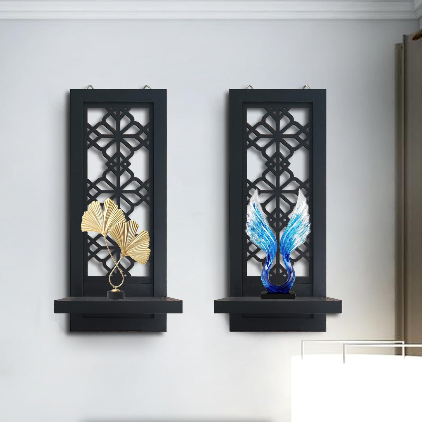 ZOLAPI Set of 2 Candle Sconces, Farmhouse Accent Wall Sconce, Black Candle Holder Wall Decorations for Home Décor, Living Room, Dining Room.(15 x6 in)