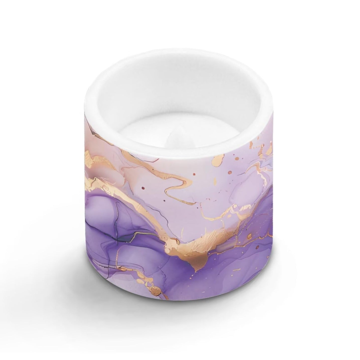 NETILGEN Flameless Candles Pack of 4 Purple Marble Print Realistic Flickering Flameless Candles with Timer Remote Color Changing Battery Operated 3 inch LED Candles