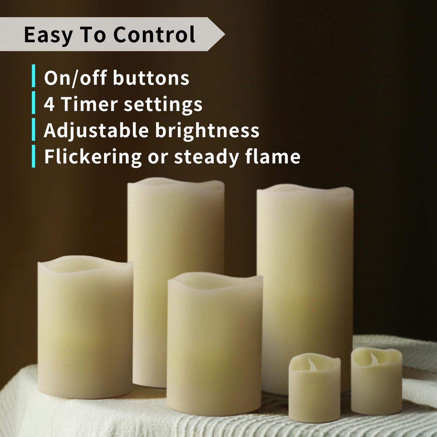 FURORA LIGHTING Ivory Flameless Candles - Real Wax, Adjustable Brightness, Remote & Timer - 4 Pillars (3x4, 3x6) and 4 Votives, 8-Pack, Battery Operated