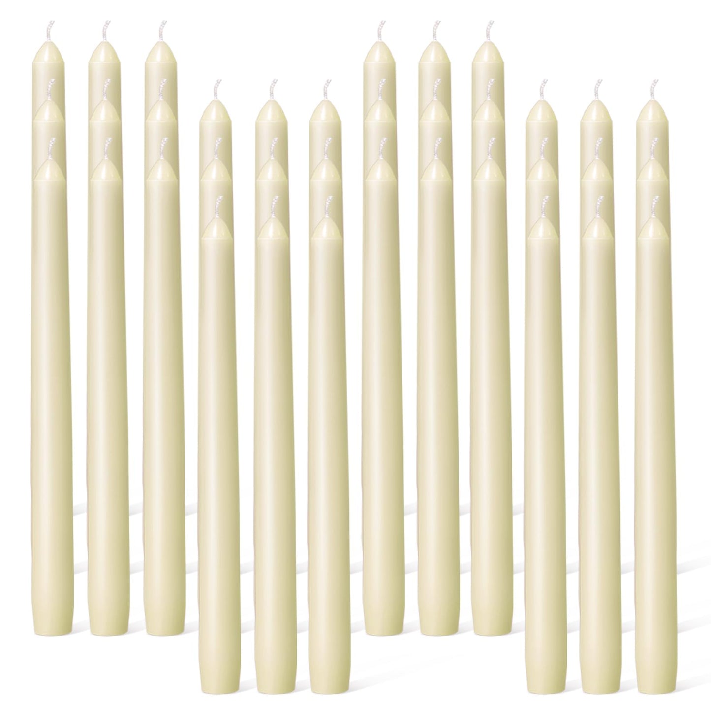Everymoment Ivory Taper Candles - 36 Pack 10 Inch Candlesticks - Dripless & Smokeless Tapered Candle 8 Hours Unscented Cream Candle Sticks - Perfect for Wedding Holiday Dinner Party Home Decor