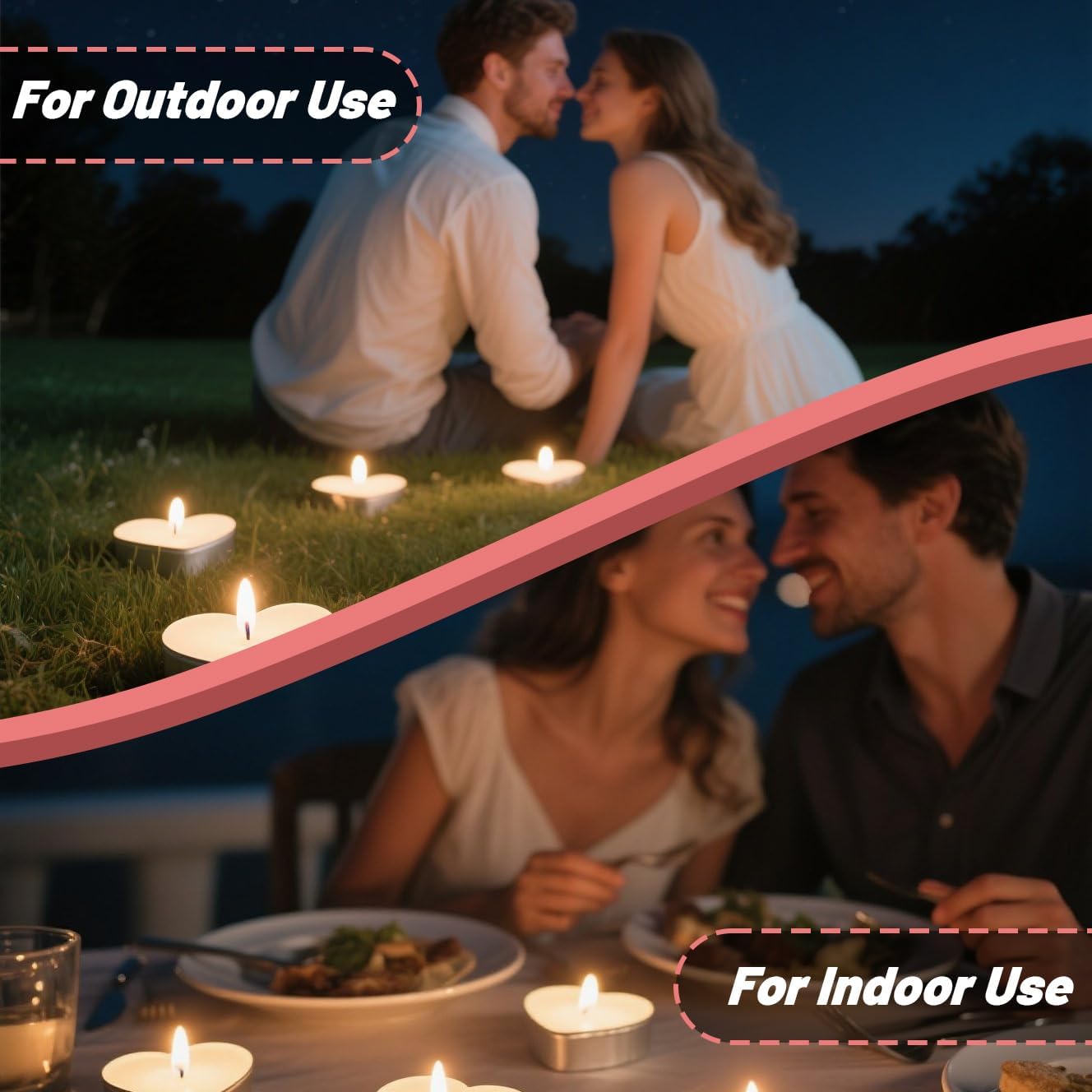 MAQIHAN Tea Lights Candles - 30 Pcs Heart Shaped Unscented Soy Tealight Candles, Smokeless White Tea Light Candles for Weddings, Romantic Dinners, Home Decor