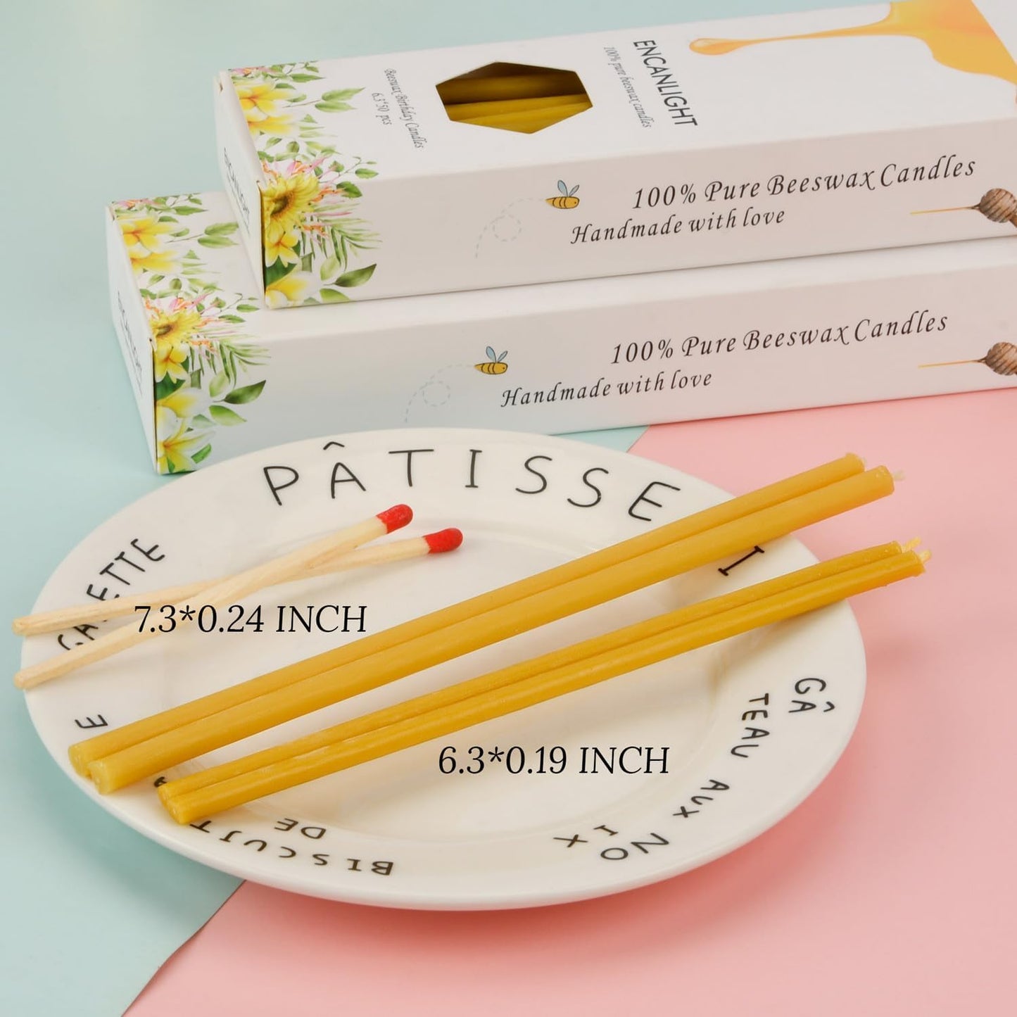 7.3 inch 100% Pure Natural Prayer Candle 50pcs-60min Burn Time Candles-Dripless and Smokeless for Prayer,Thanksgiveing,Family, Wedding,Men,Relax