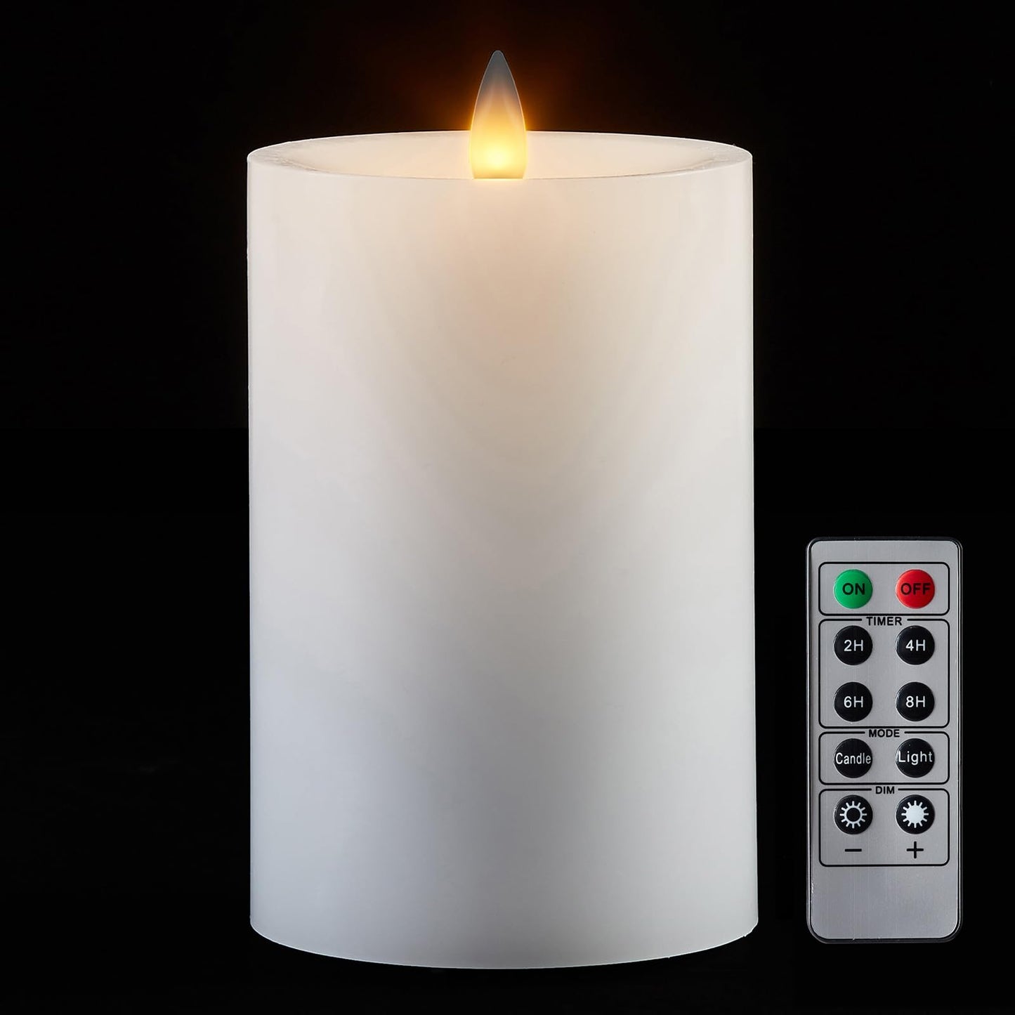 CozierGlow Flameless Pillar Candles Flickering with Remote Timer, Battery Operated LED Candles Up to 400 Hours, 3D Moving Flame Real Wax Candles, D4 x H6, Remote Included (White, 4inx6in)