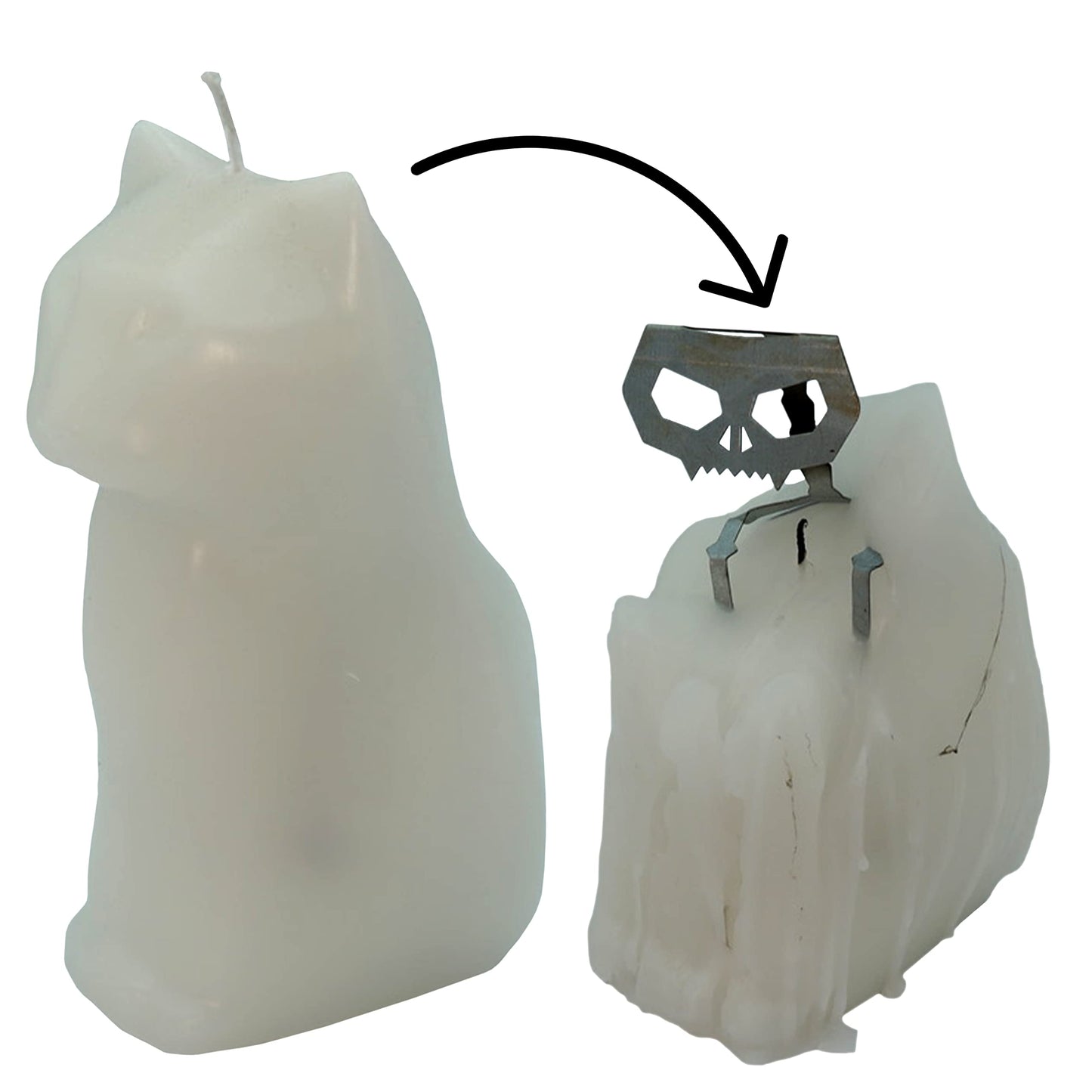 Hidden Skeleton Cat Candle (White)