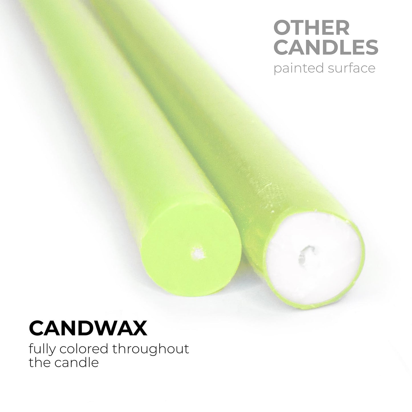 CANDWAX 12 inch Taper Candles Set of 4 - Dripless and Smokeless Candles Unscented - Slow Burning Candle Sticks - Olive Candle Taper
