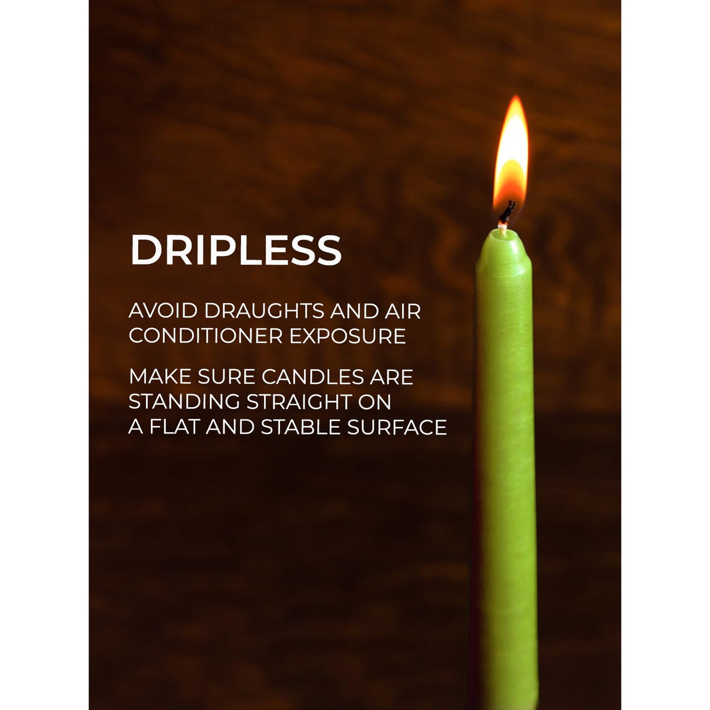 CANDWAX 12 inch Taper Candles Set of 4 - Dripless and Smokeless Candles Unscented - Slow Burning Candle Sticks - Olive Candle Taper