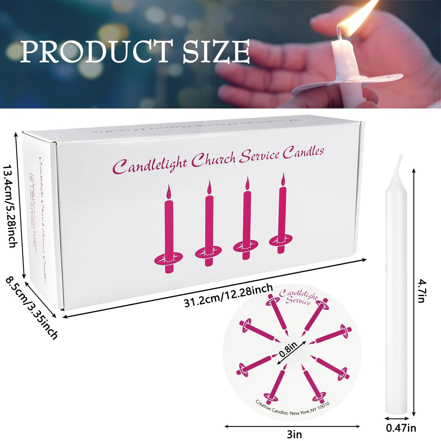150 Packs Unscented White No Smoke ChurchCandles with Drip Protectors for Devotionalcandlelight Vigil Service.