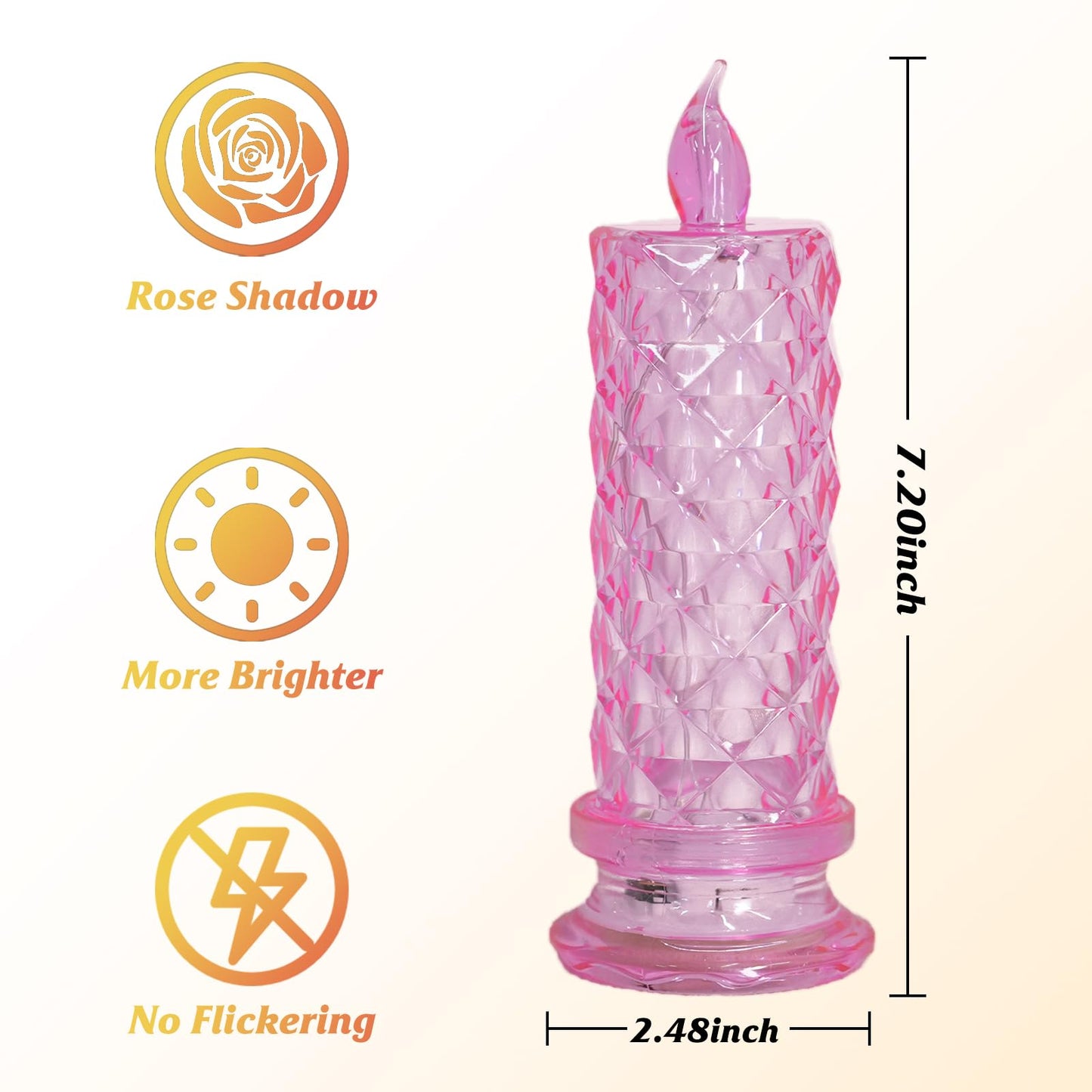 SupBri Rose Shadow LED Flameless Candles, 4PCS Romantic Battery Operated Candles Led Pillar Candles for Valentines Romantic Propose Anniversary Wedding Decorations(Pink, D 2.5" x H 7.2")