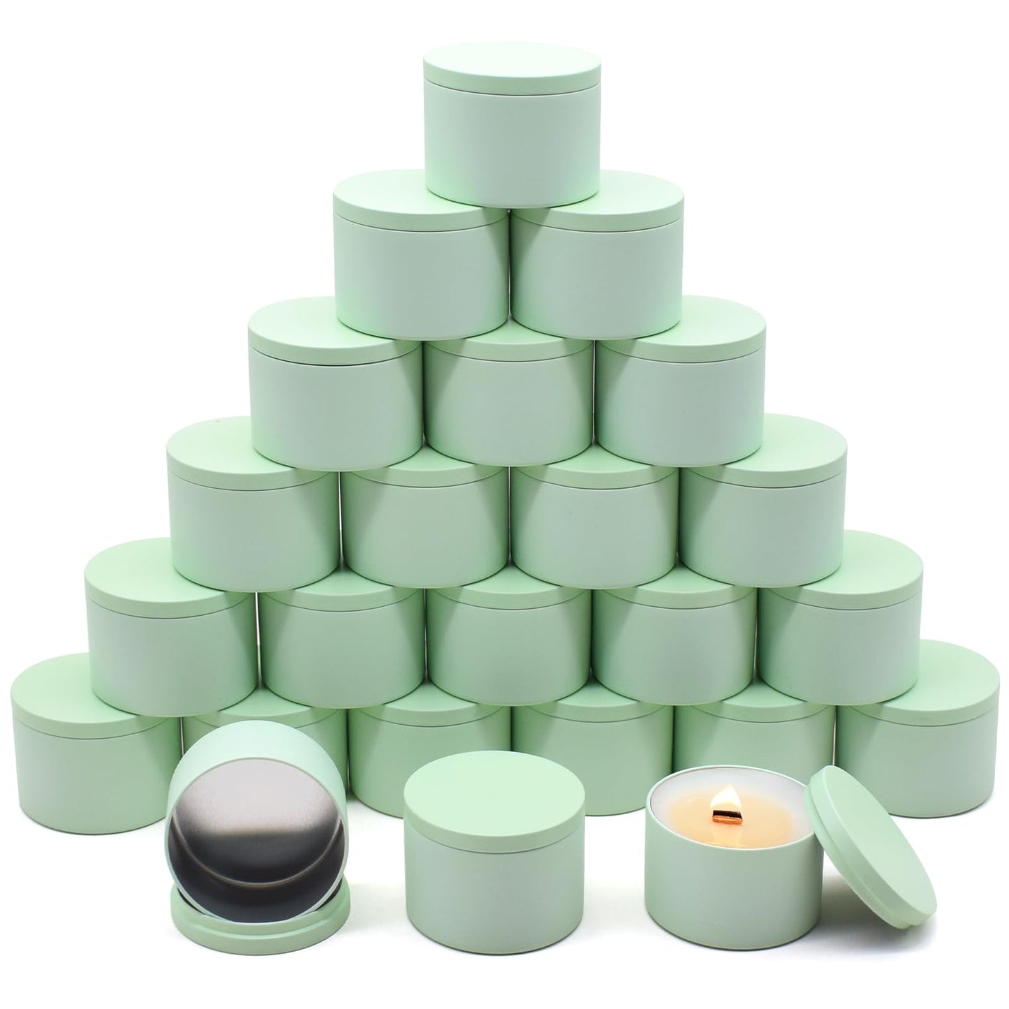 YJHSS 24-Pack 8oz Candle Tins with Lids, Metal Candle Jars for Candle Making, Empty Containers Vessels Bulk for Small Business & Beginners DIY Storage -Green