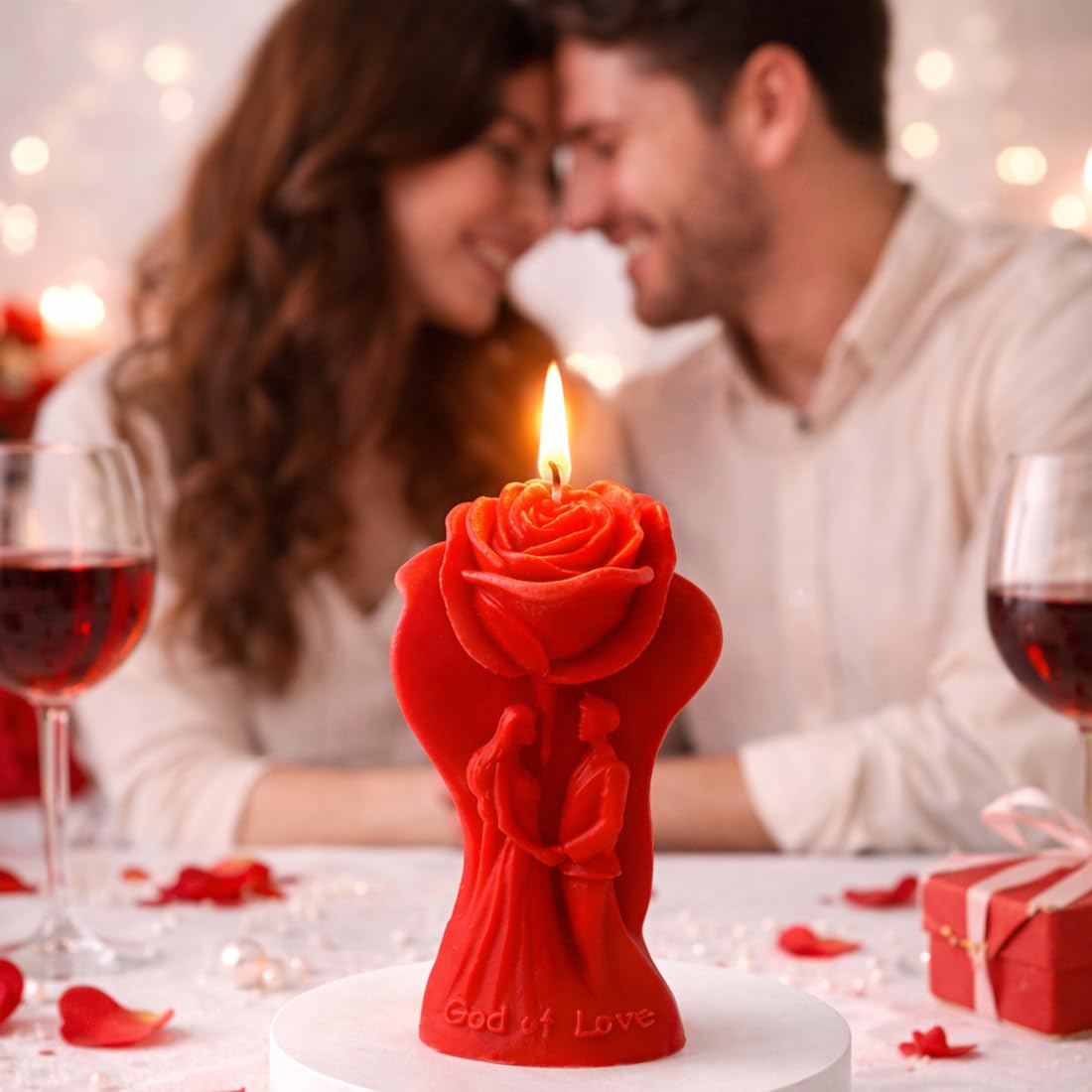 Valentine's Day Decorations 3D Scented Candle Gift for Wedding Engagement Party, Anniversary Candles Gifts for Girlfriend Wife Couples