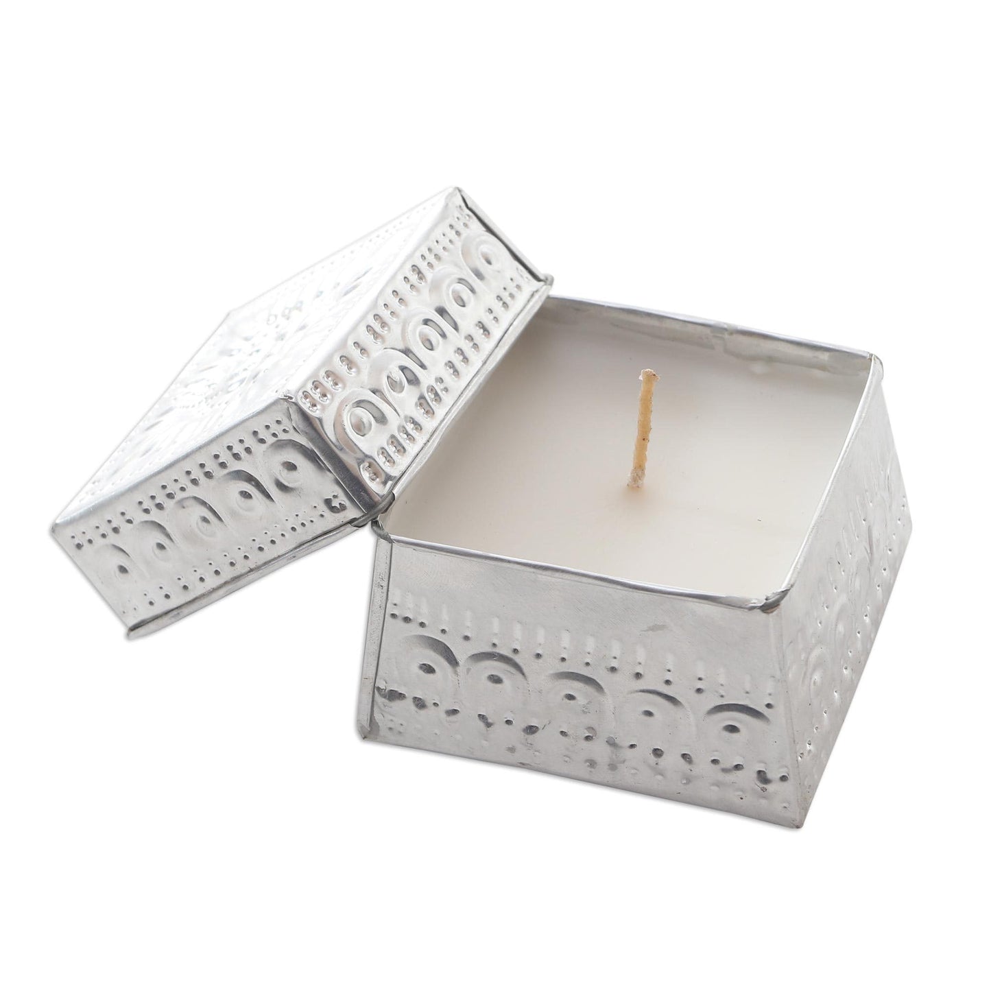 NOVICA Artisan Handmade Aluminum Tinned Candles Beeswax Set of 3 Metallic Indonesia Lamps Lighting Natural Materials Floral [Smallest Piece 1.2in H x 1.6in Diam. Largest Piece 2.4in H x 2.8in Diam.]
