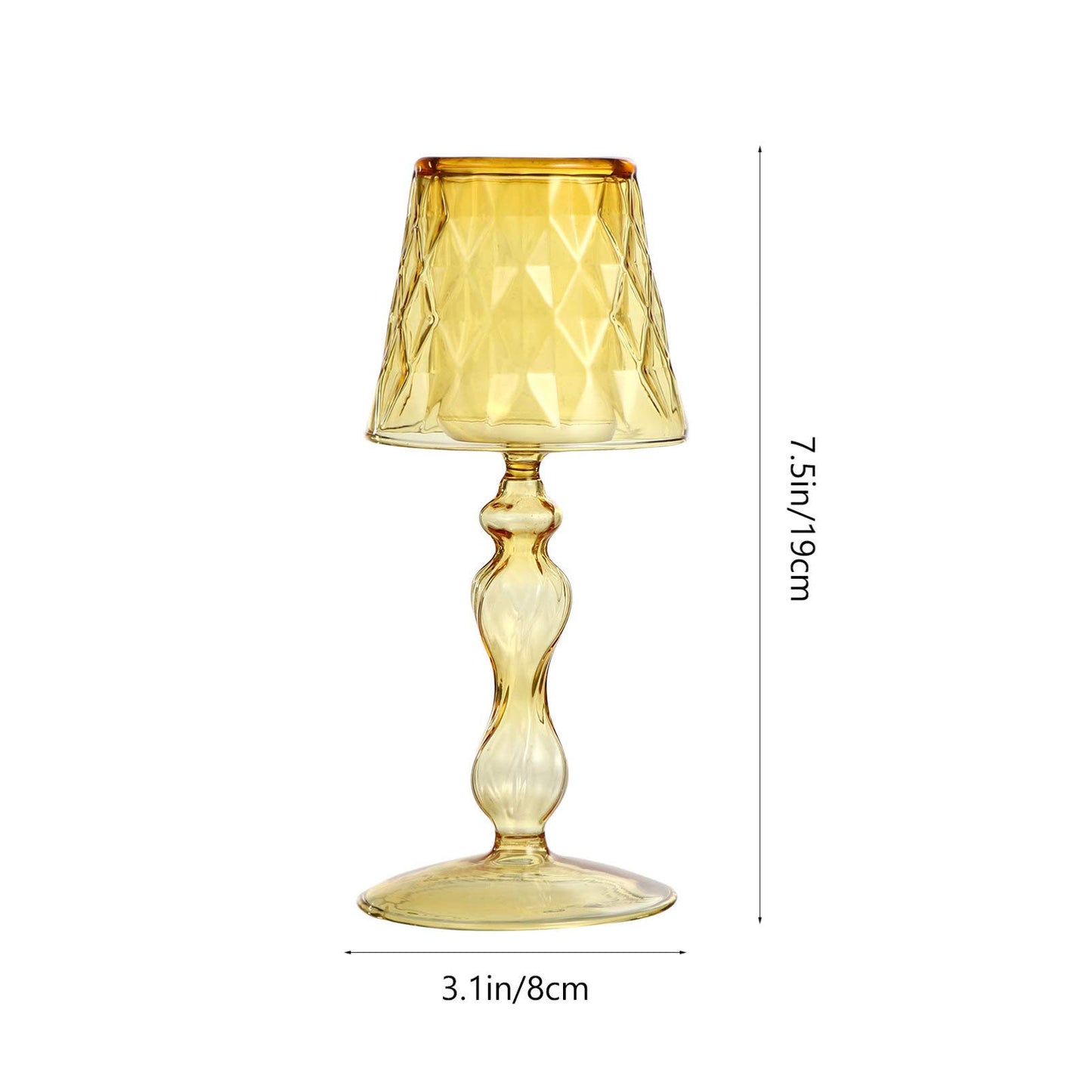 Uonlytech Glass Candlestick Holder 7.48 Inch Clear Decorative Candle Stand for Home Bedroom Office Table Centerpiece Modern Candleholder