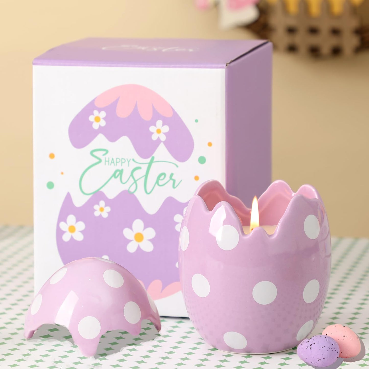 Easter Eggs Scented Candle, Lavender Scented Candle, Easter Decorations, Easter Gifts for Women,Purple,8.5oz