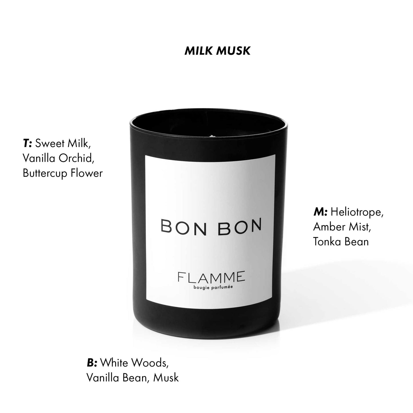 FLAMME Candle Co. Bon Bon | Macaron & Milk Musk Scent | 10 oz | 60 Hour Burn Time | Luxury Candle with Colored Wax | All Natural Soy