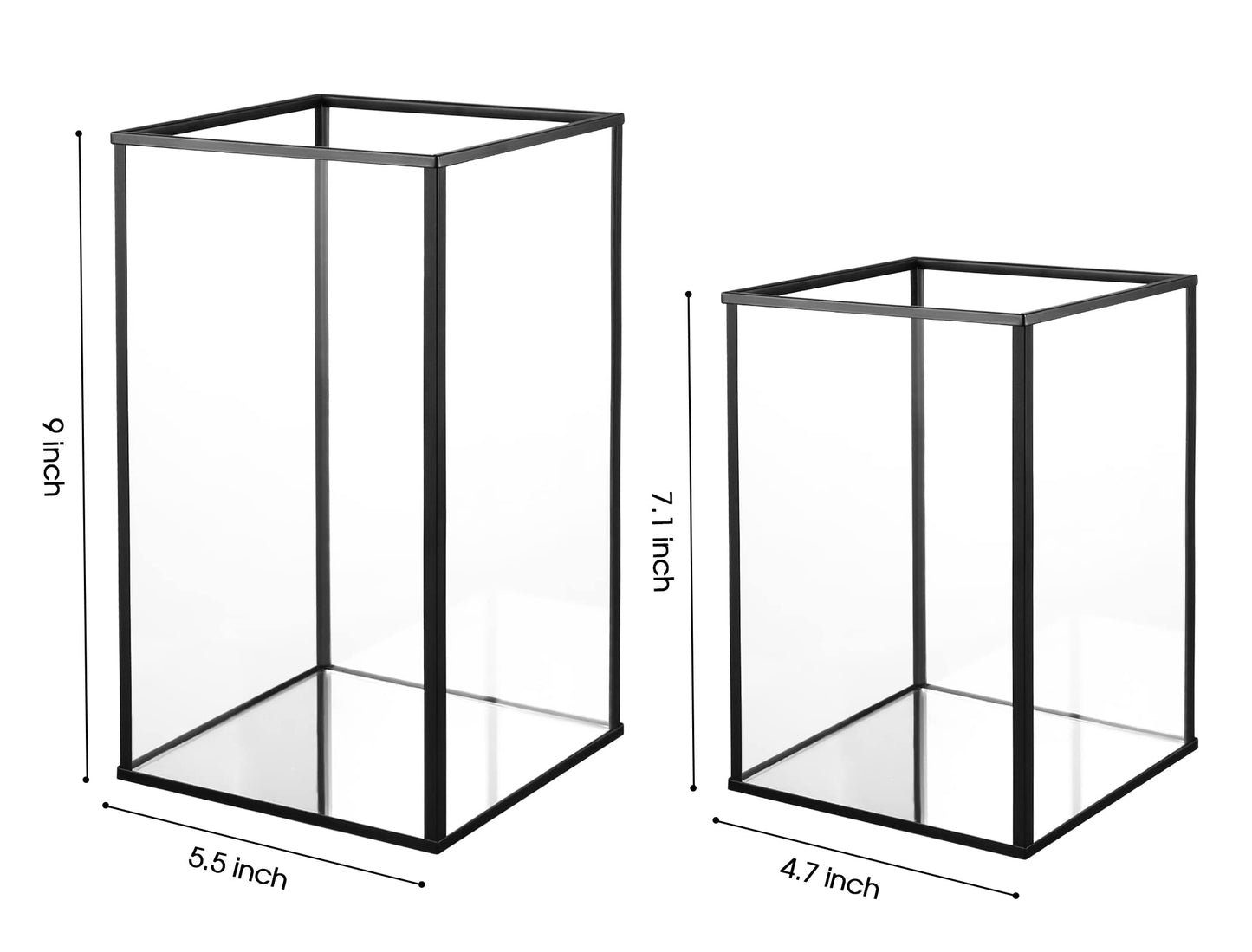 yshengood Hurricane Candle Holder Set of 2 Pcs, Black Candle Holder for Pillar Candle