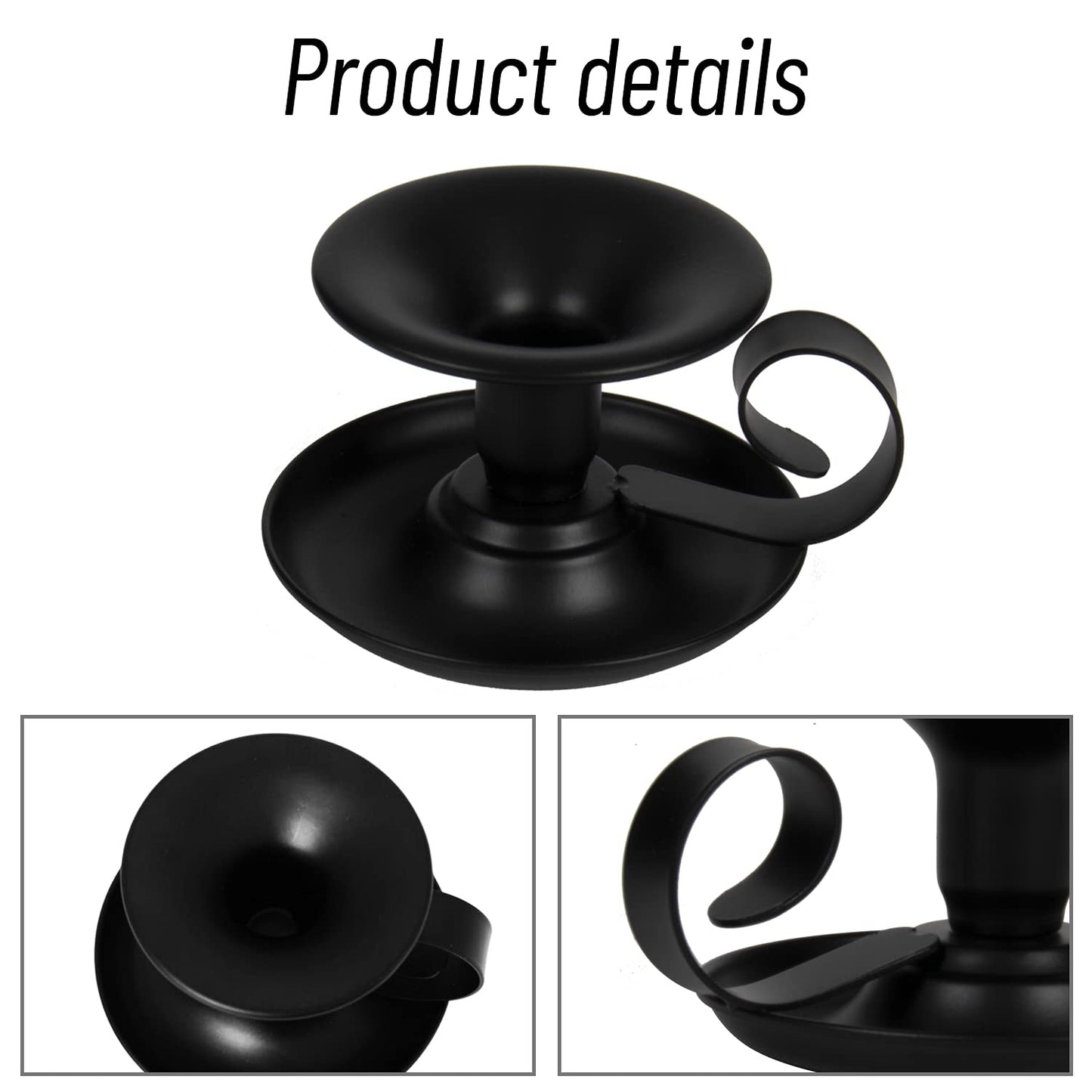Candle Holders – 2pcs Retro Iron Taper Candlestick Holder Centerpieces for Wedding, Party, Xmas, Home Table Decor (Black,2pcs)