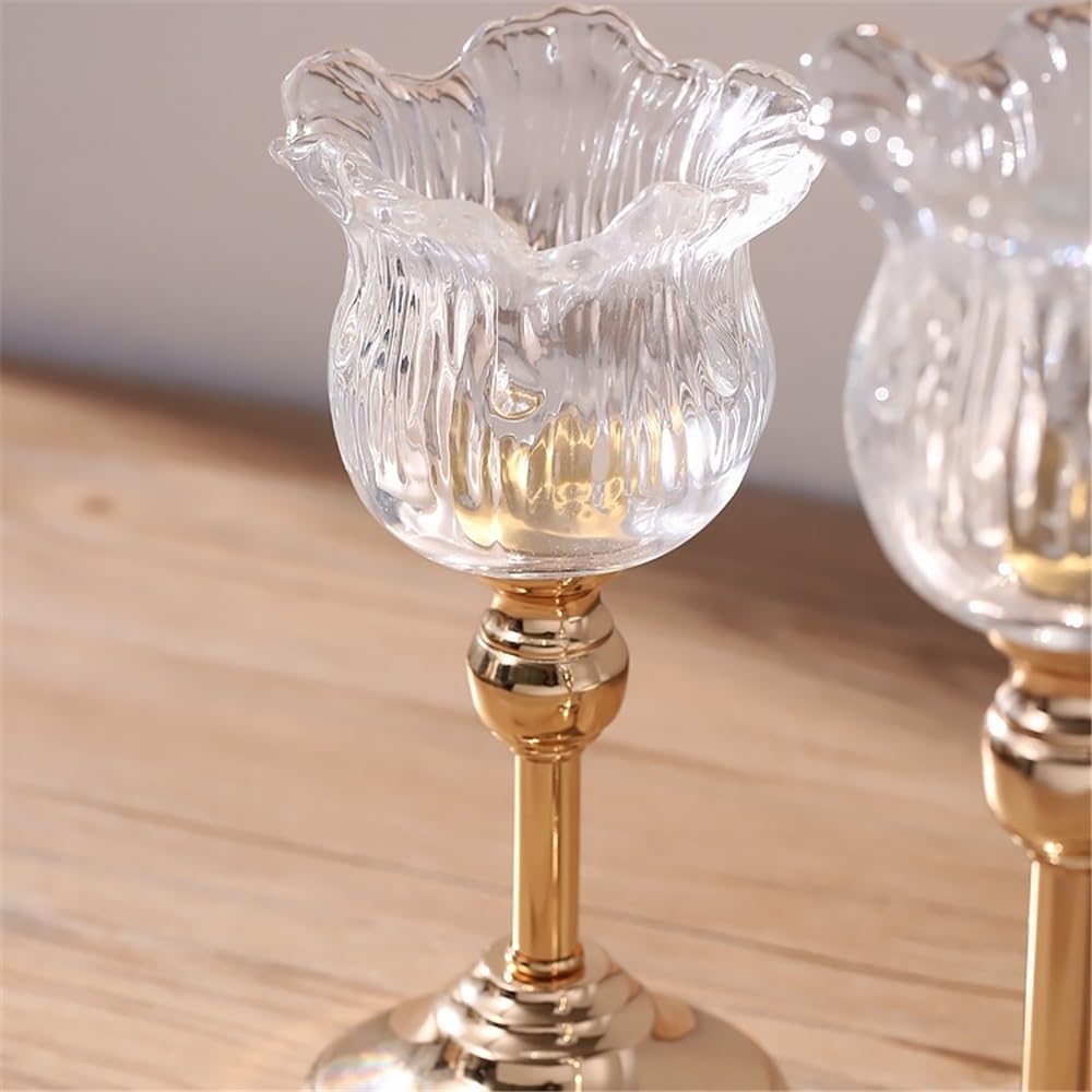 cfycfy987 Candelabra European Crystal Glass Tall Candle Holder Candlelight Dinner Table Decoration Home Furnishings Candle Sticks Holder(Large)
