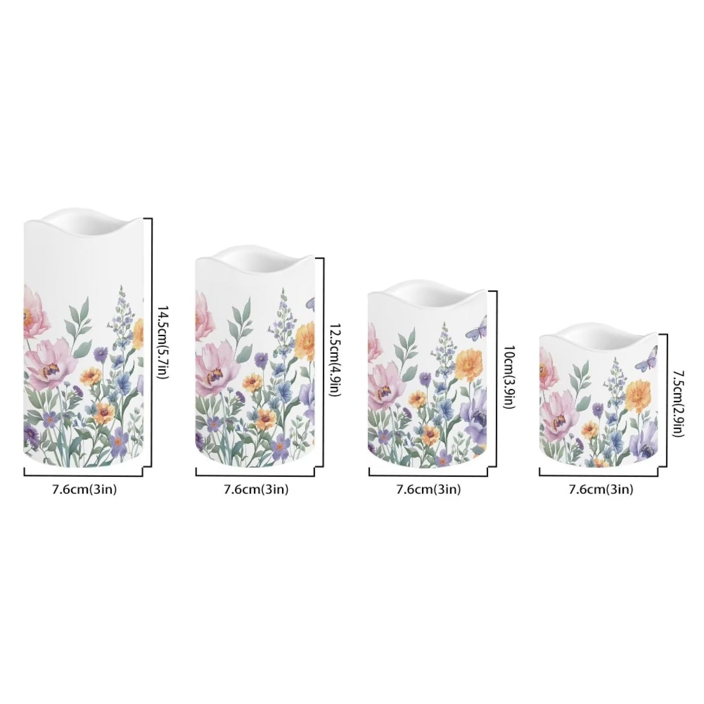 Uorisanigo Floral Flameless LED Candles with Remote and Timer - Set of 4 Electric Pillar Candles for Home Decor