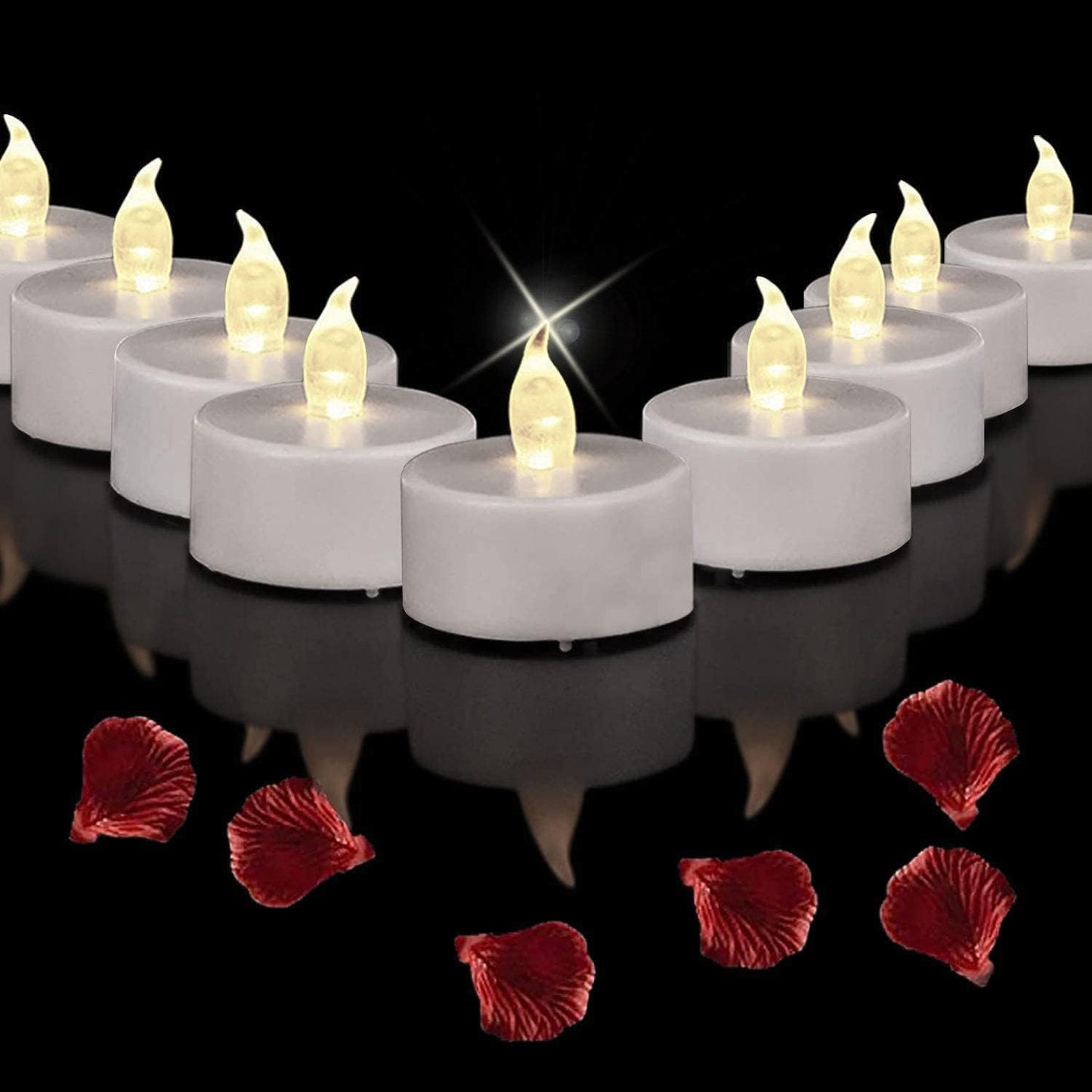 LED Tea Lights Flameless Candles: Battery Operated Bulk 50-Pack Realistic and Bright Flickering Long Lasting 200 Hours Electric Tealight Candles for Home Decor Halloween Christmas Wedding (White)