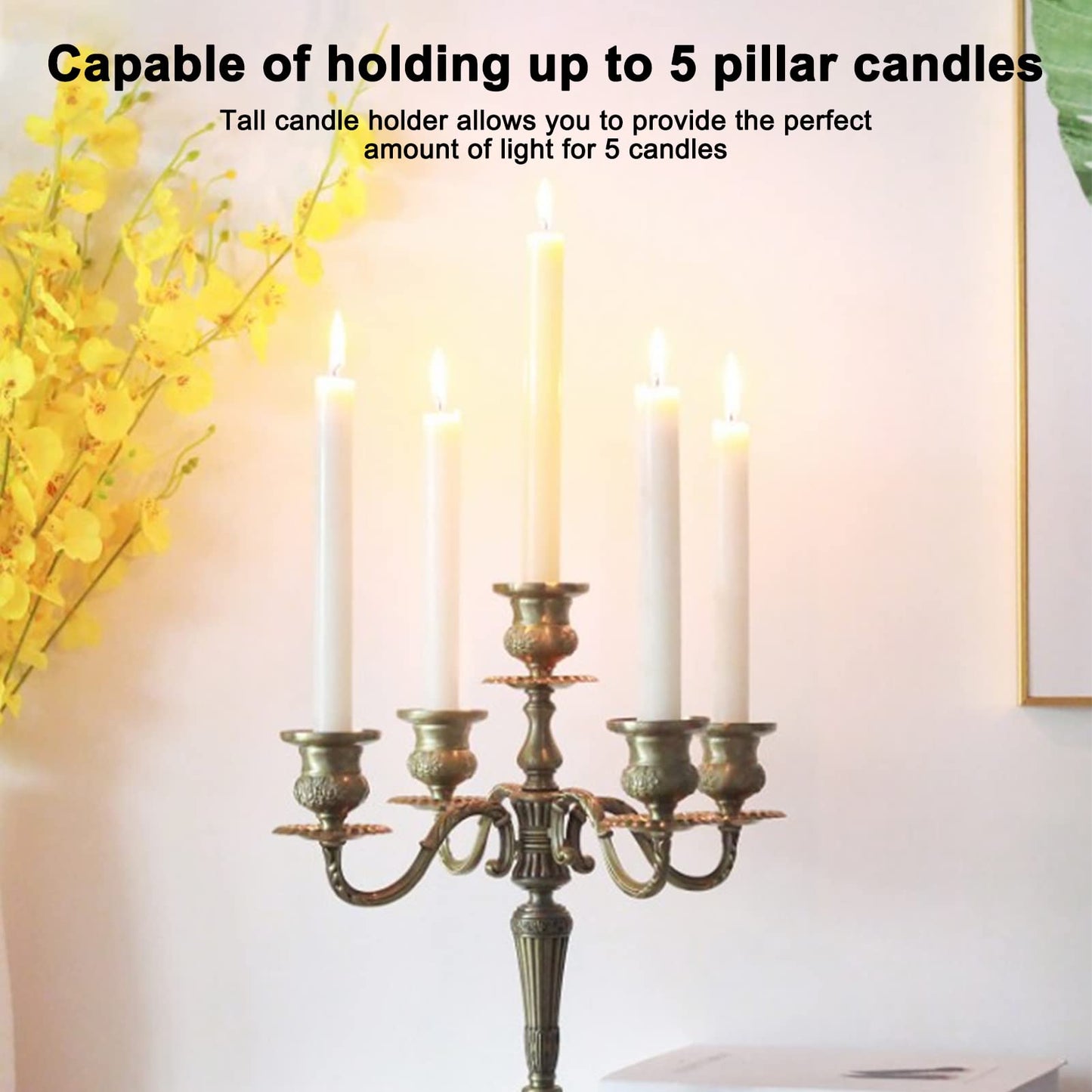 5 Arms Candelabra Scratch Resistant Rustproof Vintage Tall Candelabra for Weddings Parties