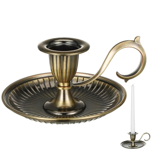 Vintage Candle Holder, Bronze Candlestick Handle with Handle, Brass Candle Stick Holders for Centerpiece Party Wedding Fireplace Mantle Table Home Decor Housewarming