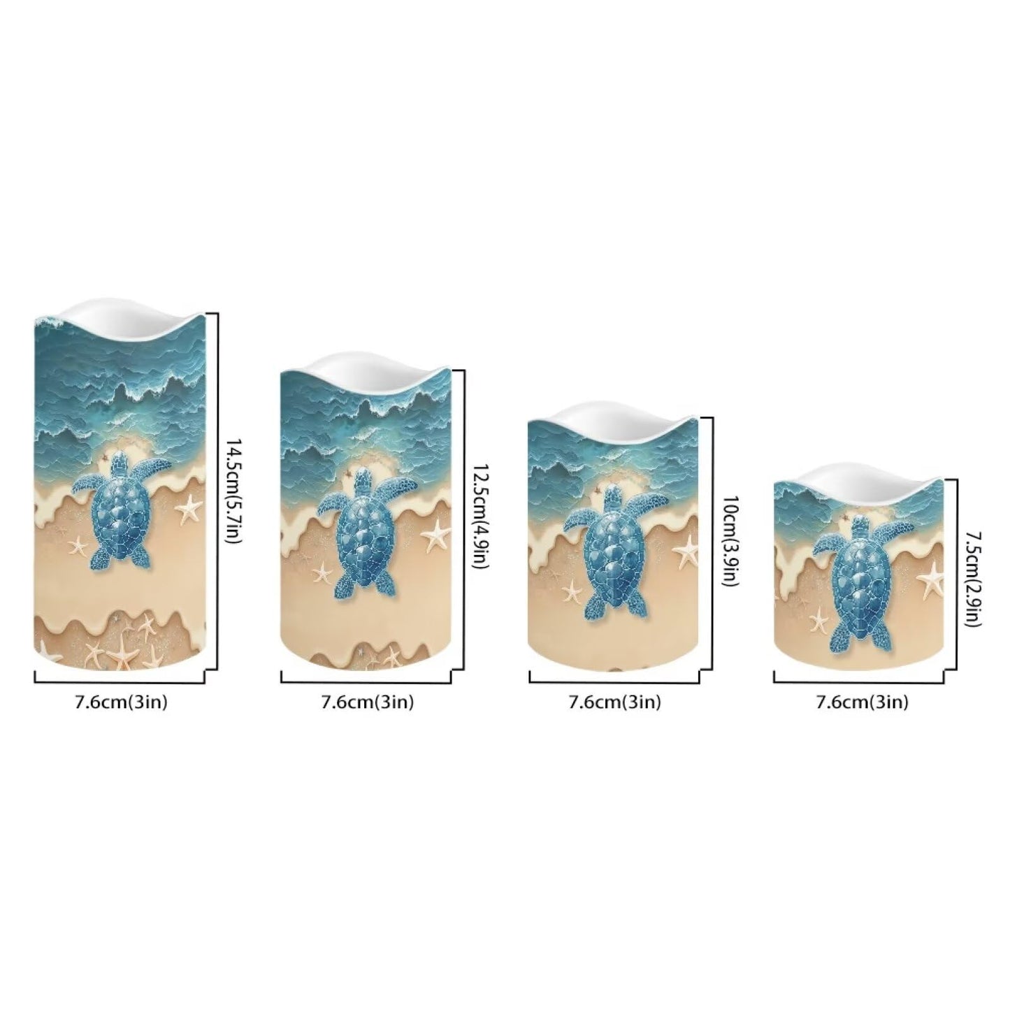 Cozeyat Beach Dolphin LED Pillar Candles 4 Pack Battery Operated Flameless with Remote Control Timer Color Changing for Wedding Birthday Home Garden