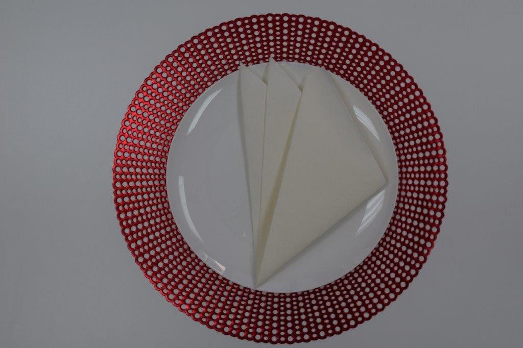 16" Round Placemats (Set of 4), 12 Prefolded 3 ply Napkins, 2 Matching Taper Candles, 2 Glass Candle Holders (Black)
