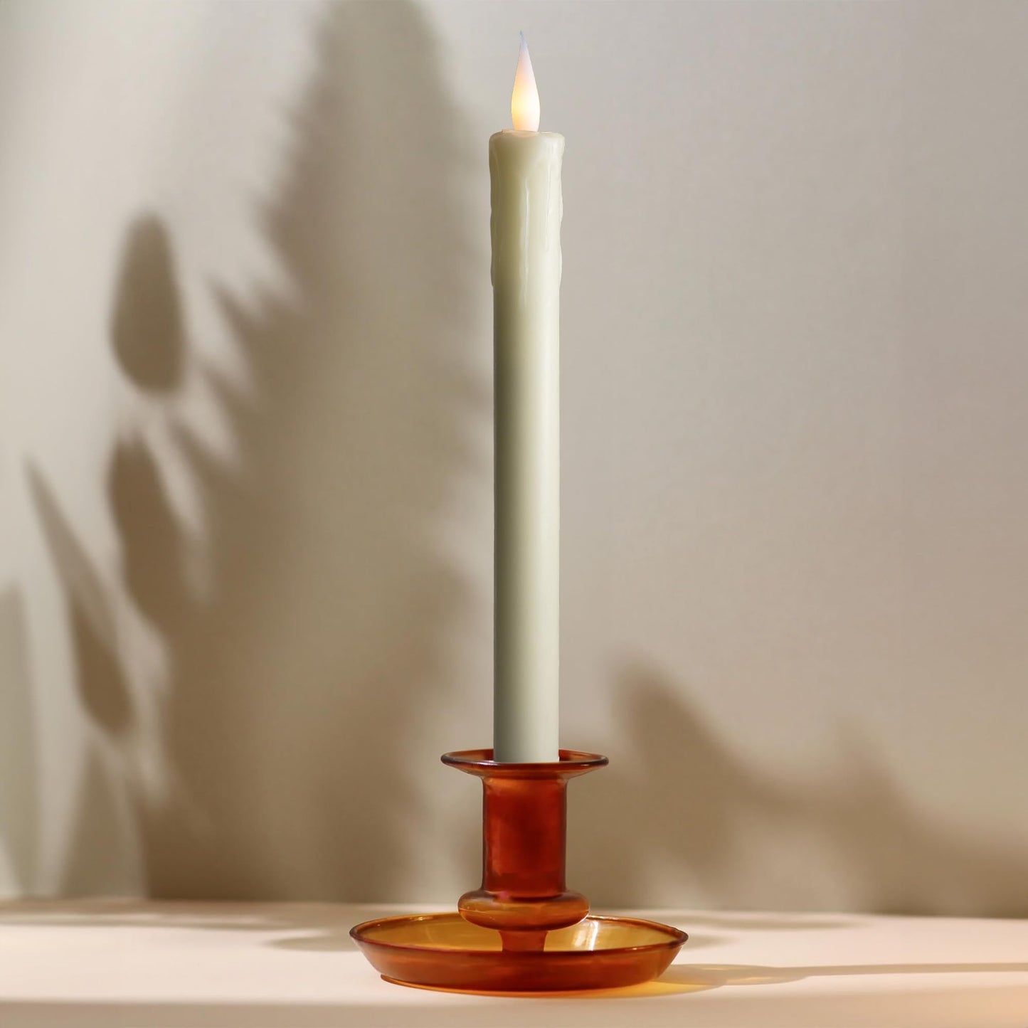 WYZworks 24 Pack, 10" LED Flameless Ivory Real Wax Drip Taper Pillar Candles w/Remote Controller, On/Off Button, Dimmable, Flicker/Static Mode, Battery Operated, Christmas Menorah Home Wedding Décor