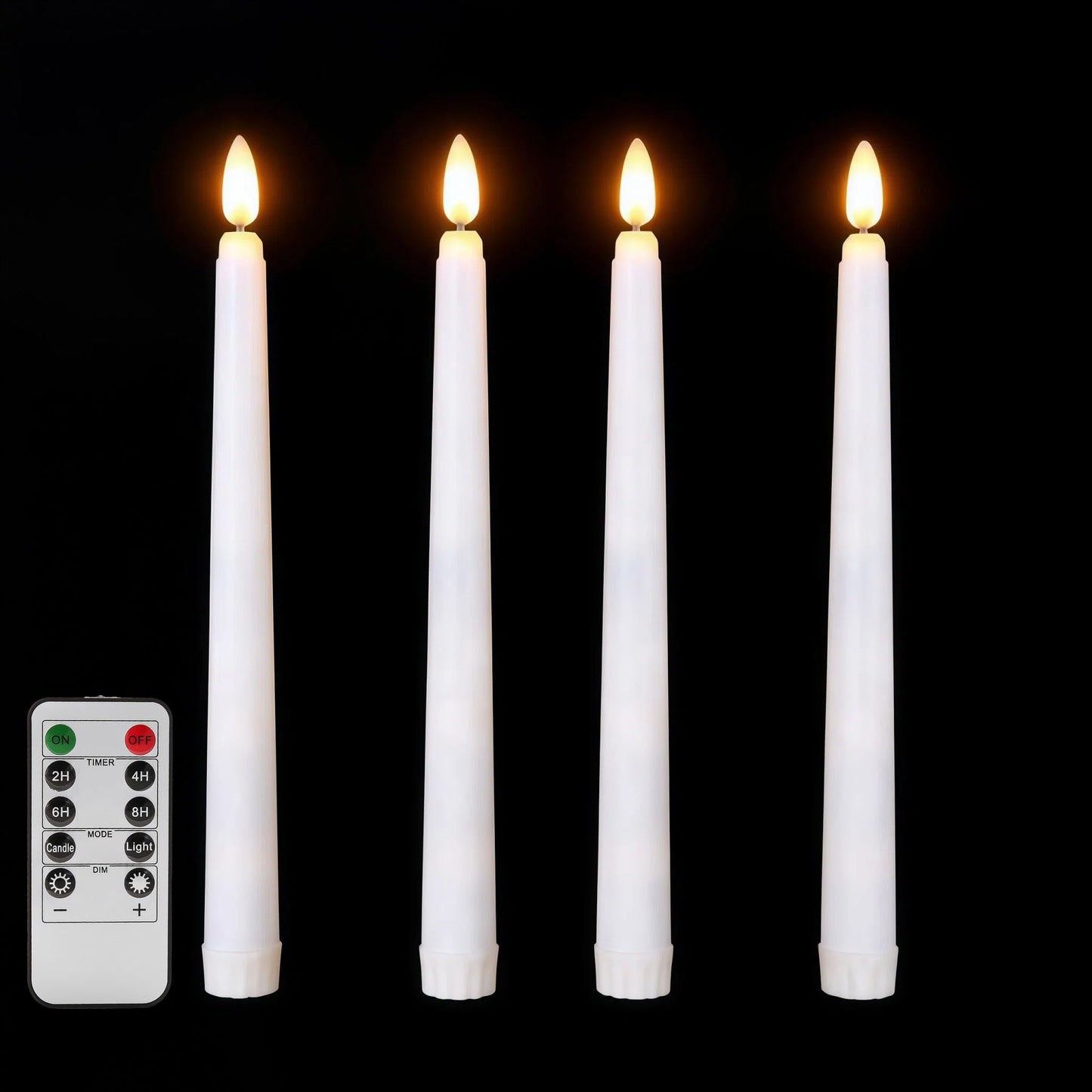 Ni-JASW White Flameless Taper Candles with Remote, Flickering Battery Powered LED Candlesticks Set of 4