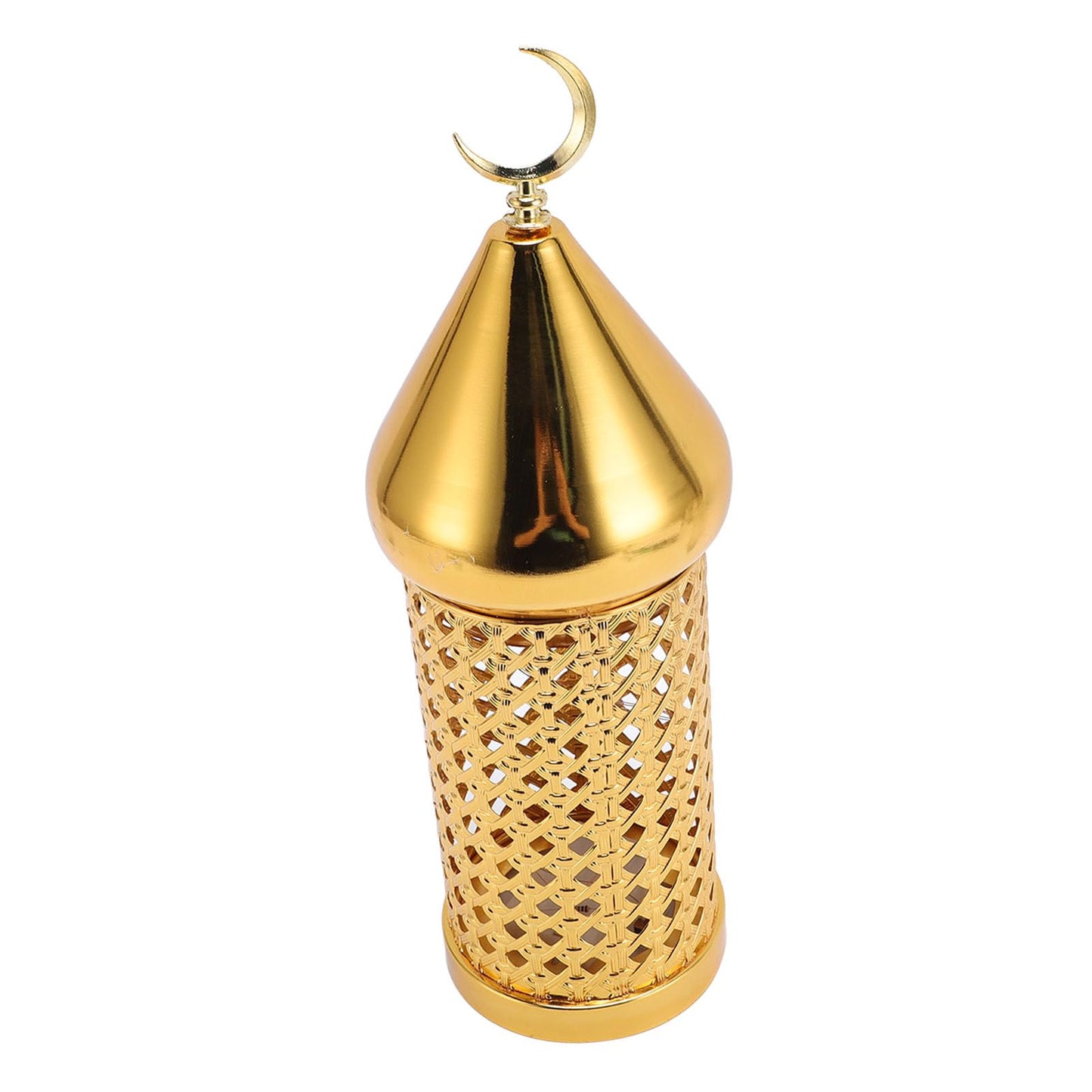 Omquot Retro Handmade Golden Metal Wind Lamp Lantern for Wedding Party Decorations, Aromatic Candle Holder for Romantic Ambience, Iron Material (M)