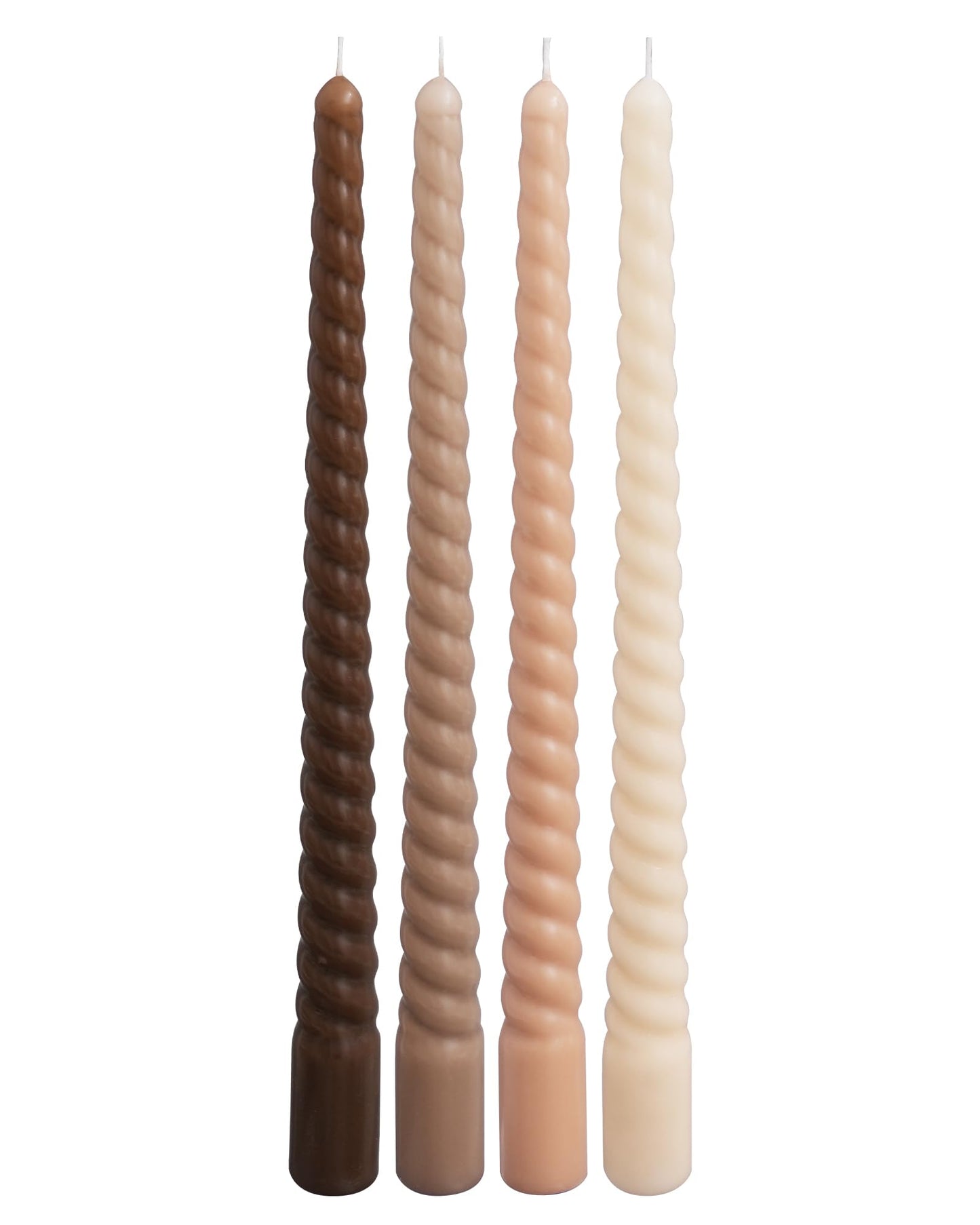 Viyffo Spiral Taper Candles 11 Inch – 4 Pack Brown, Dripless, Unscented, Smokeless – 9 Hour Burn – Tall Candlesticks for Wedding, Dinner, Holiday, Party, Home Decor