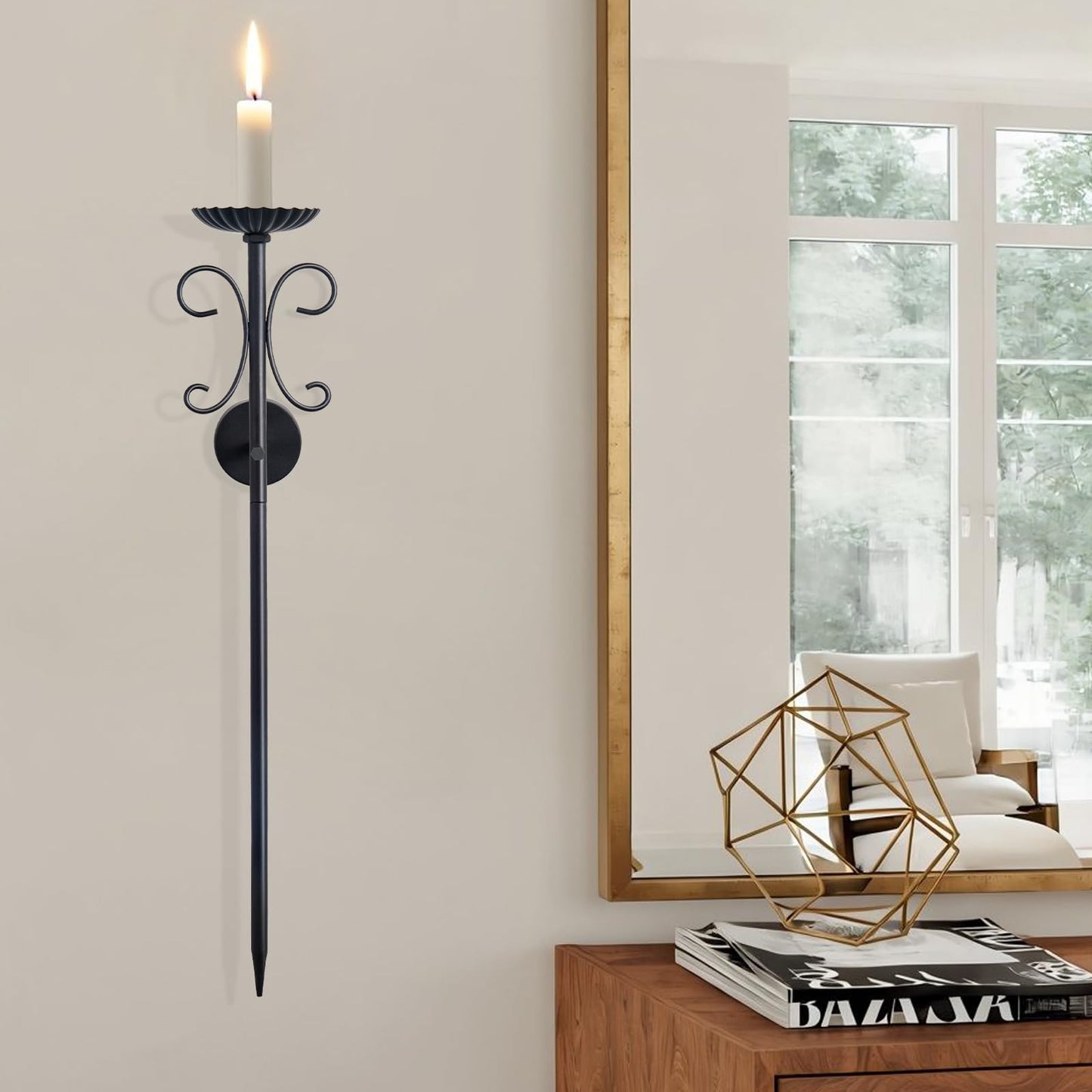 SJBFOOXB Metal Candle Sconce Holder Set of 2 Wall Mount Candle Holders,Modern Wall Candle Sconces Hanging for Living Room Farmhouse Fireplace Wedding
