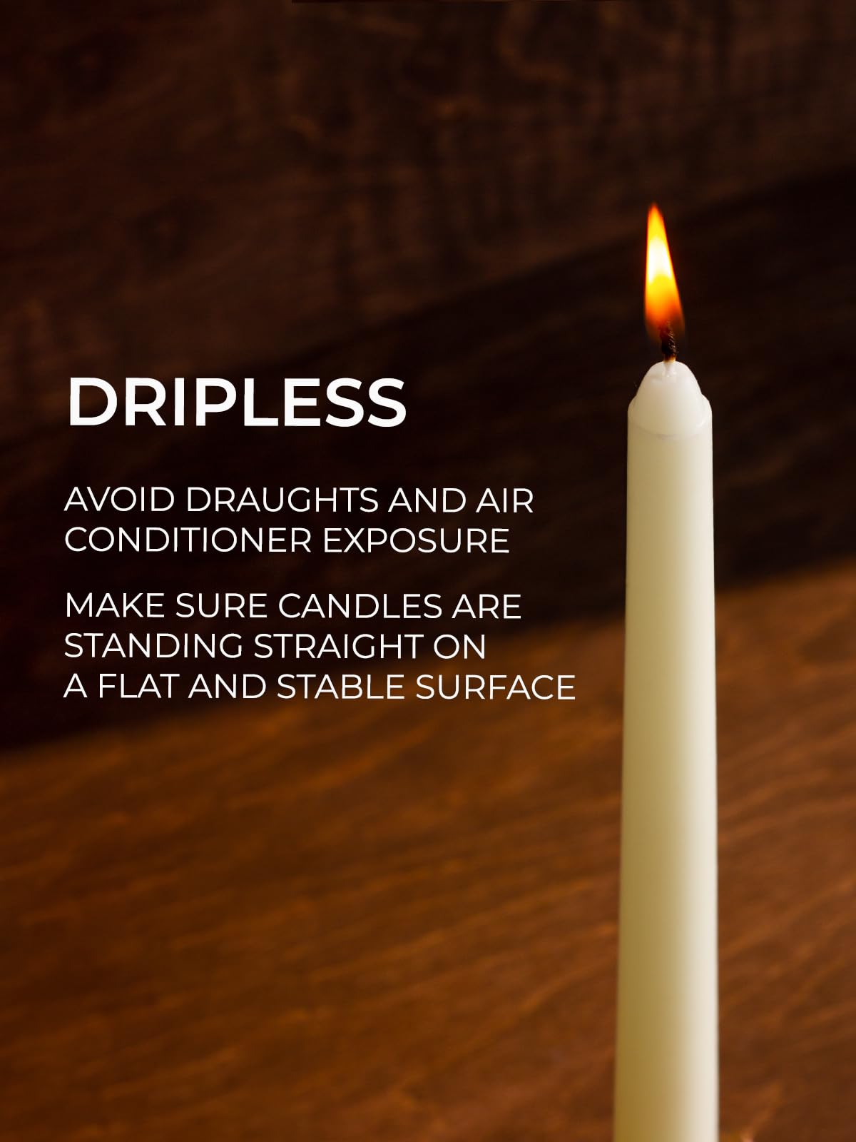 CANDWAX Ivory Taper Candles 10 inch Dripless - Set of 4 Tapered Candles - Smokeless and Unscented Taper Candlesticks Long Burning - Hand Poured Tall Candle Sticks
