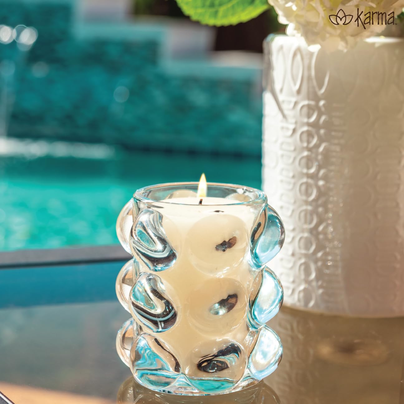 Karma, Lucia Hobnail Votive, Tea Lights Candle Holder, Glass Votive Candle Holders for Table Decorations, Baby Shower, Birthday Party, Weddings and Home Decor, Juniper