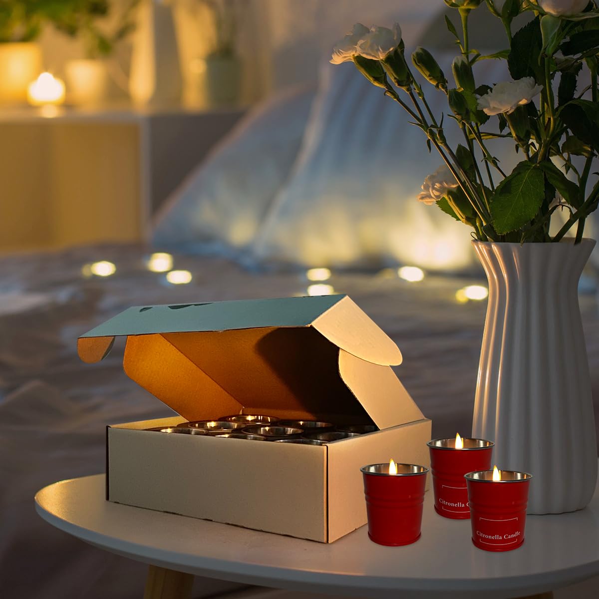 Enhanced Scents Outdoor Citronella Candles, 9 Pack, Red, Repel Scented Candles, Control, 100% Soy, for Patio, Outside, Outdoor Table Decor, Camping Accessories, Home Scented