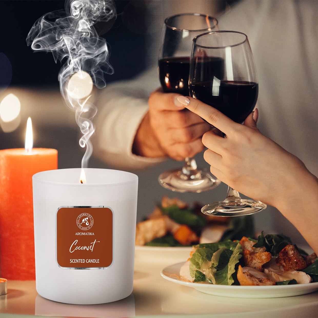 Scented Candle Coconut - Glass Candle Gift - Aromatherapy Candle with Soywax 200g - Up to 45 Hours Burn Time - Soy Wax Candles - Home Scented Candles