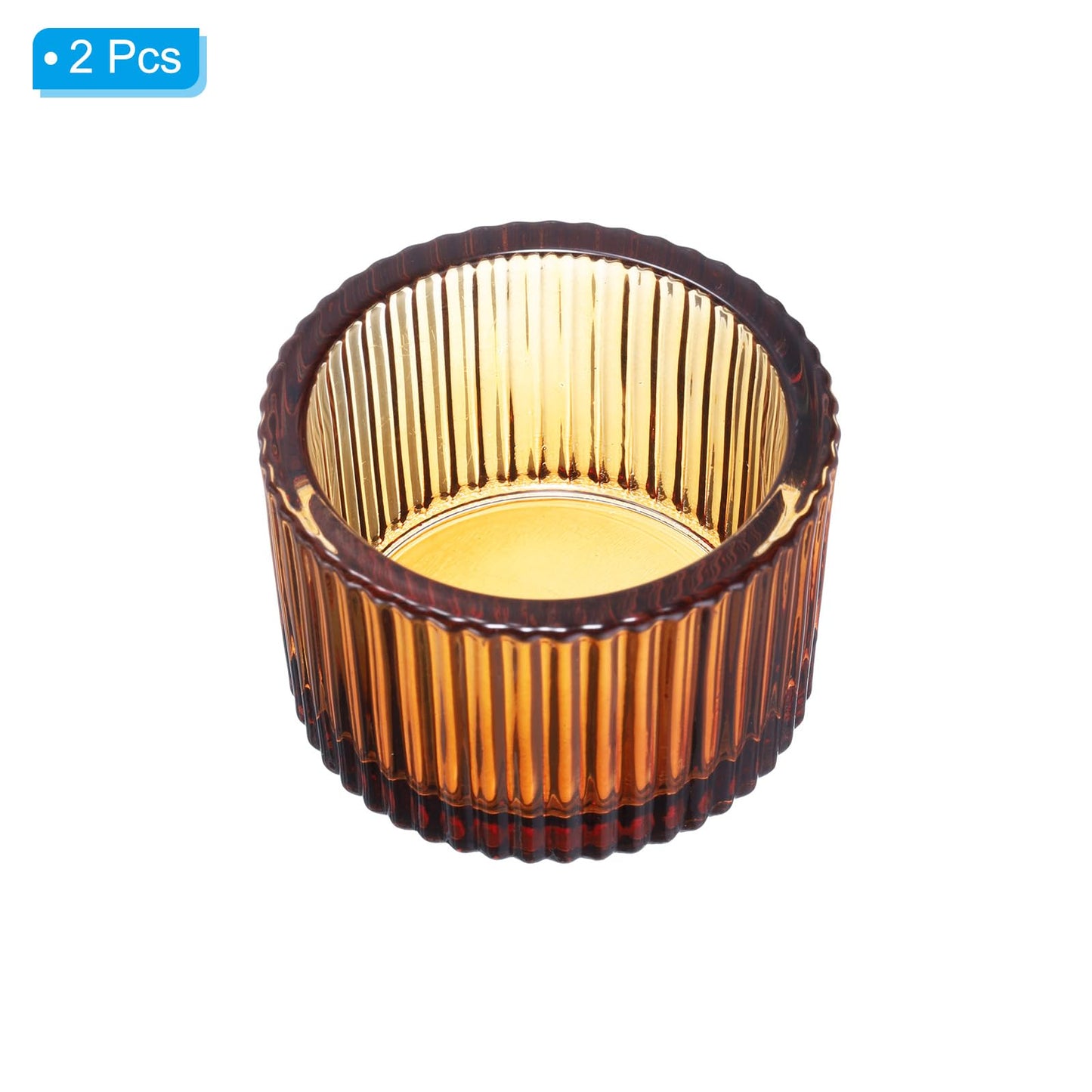 PATIKIL 2 Pcs Tealight Candle Holder, Tea Lights Candle Holder Glass Votive Candle Holders Glass Candle Holders for Table Centerpiece Decor Wedding Dinner Party, Brown