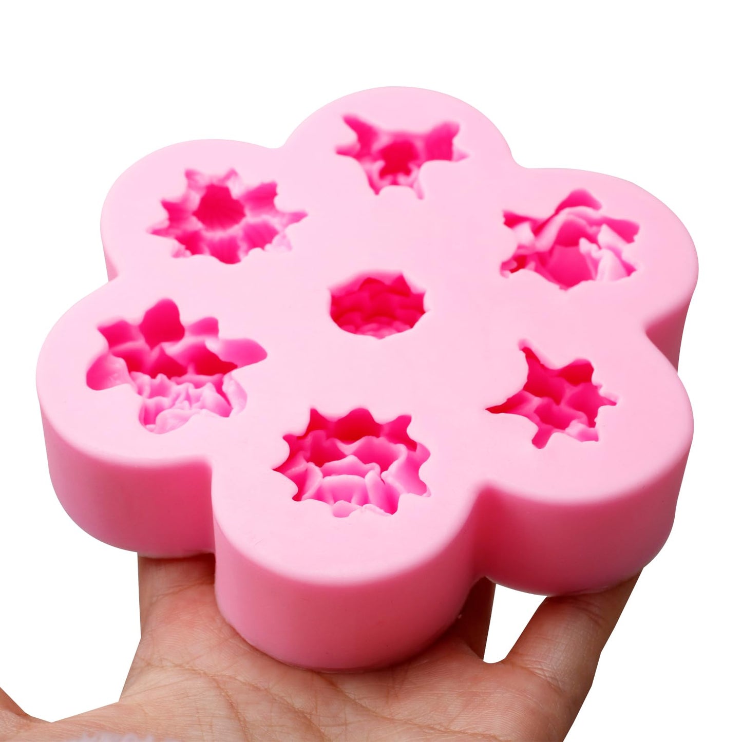 7 Cavity Succulent Candle Mold, Succulents Silicone Fondant Mold for Chocolate Cake Decoration Candy Cupcake Topper Cake Polymer Clay Crafts Epoxy Resin