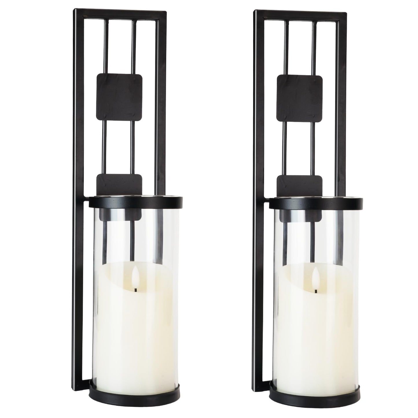 Homemory Wall Sconces Candle Holder Set of 2, Modern Metal Rustic Wall Decor for Living Room, Dining Room, Bedroom, Bathroom(Black)