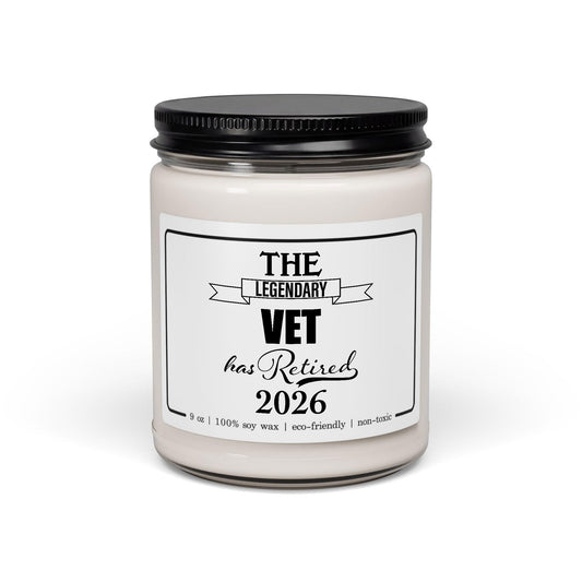 The Legendary Vet Has Retired 2026 Candle Retirement Gifts for Large Animal Equine Zoo Exotic Wildlife Small Zoologist Veterinarian Men Women 9oz Vanilla Scented Soy Wax Blend