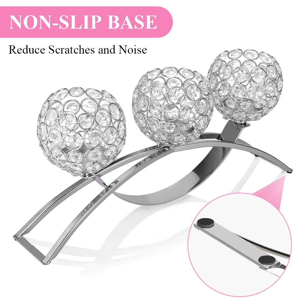Candle Holder Candle Decoration Crystal Candle Holders 3 Arms European Classic Romantic Arch Iron Crystal Ball Candle Stand Centerpieces for Wedding Valentines Day, Dinning Room Table Decoration
