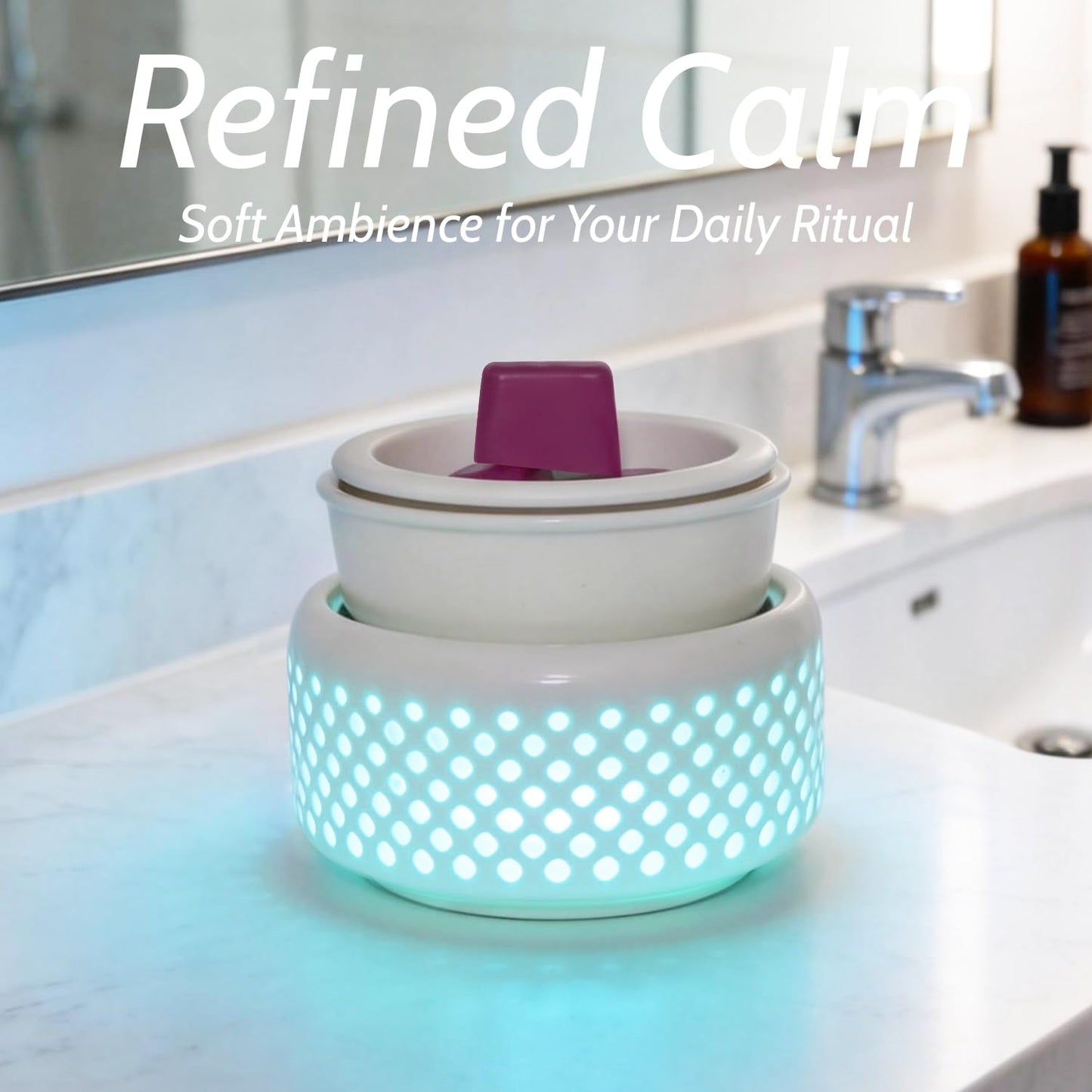 Ceramic Candle Warmer lamp, Wax Melt Warmer with 7 Colors Night Light and 1 PC Silicone Liner,4-in-1 Electric Warmer for Jar Candle Wax Cube Essential Oil coffee, Ideal Gift for Home Office Kitchen