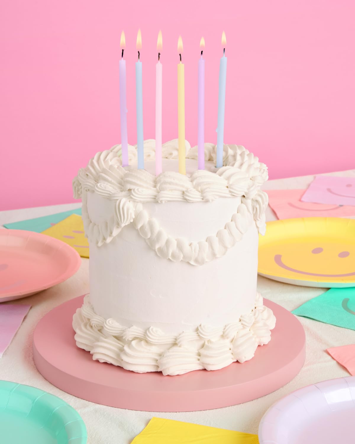 xo, Fetti Skinny Pastel Happy Birthday Party Candles - 8 Pieces | Cute Bday Supplies, Fun Cake Decorations