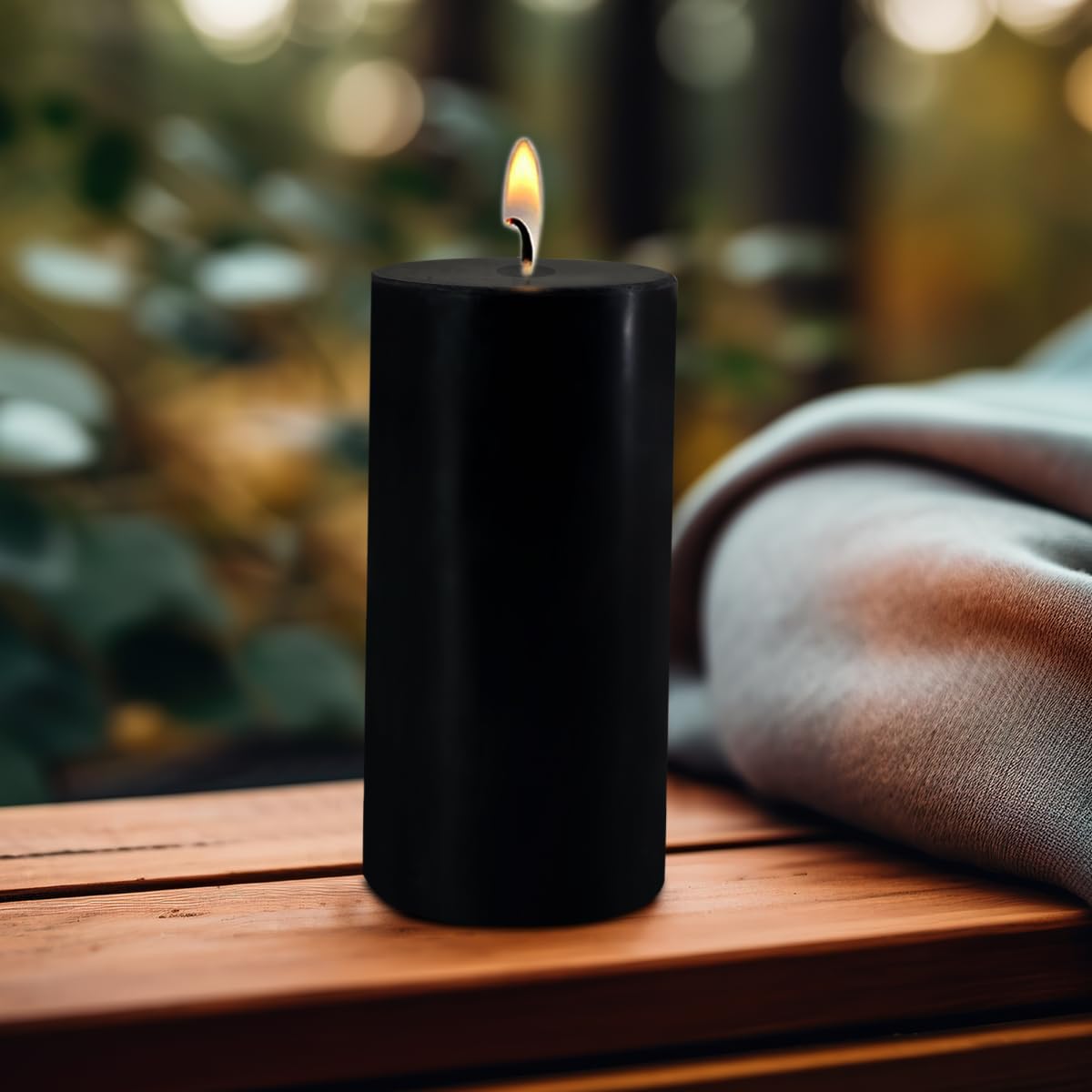 2.8" x 6" Hand-Poured Unscented Candle, Dripless Pillar Candle Set of 3, Long Lasting Burning, Approx 120 Hours Burn Time, Rustic Country Style, for Wedding, Dinner, Christmas and Home Decor, Black